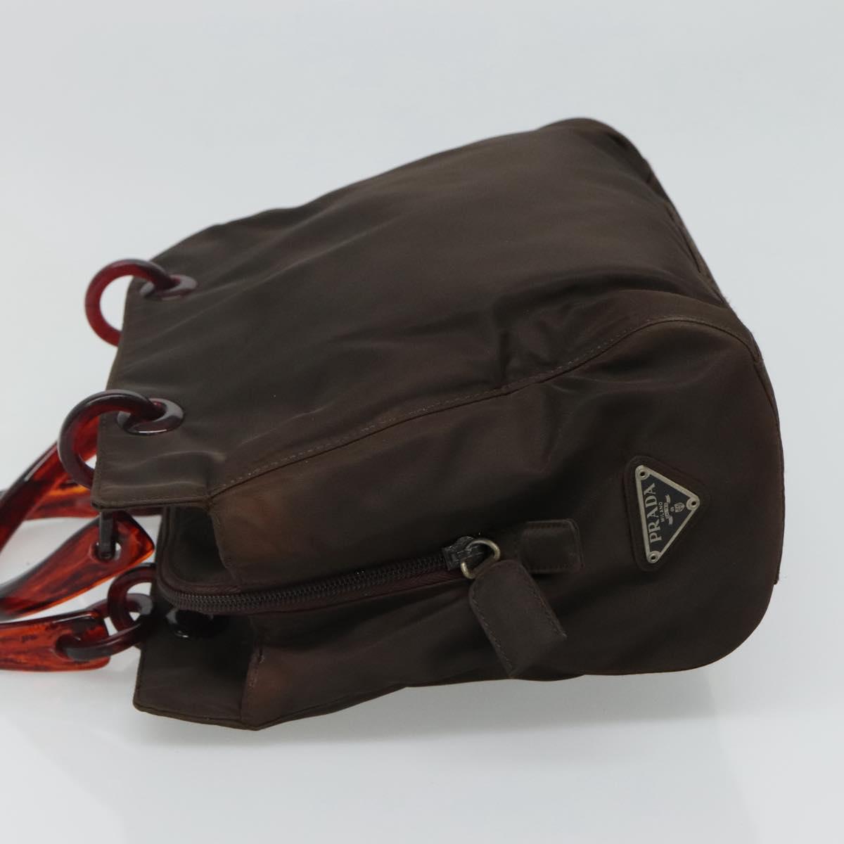 PRADA Hand Bag Nylon Brown Auth ti2669