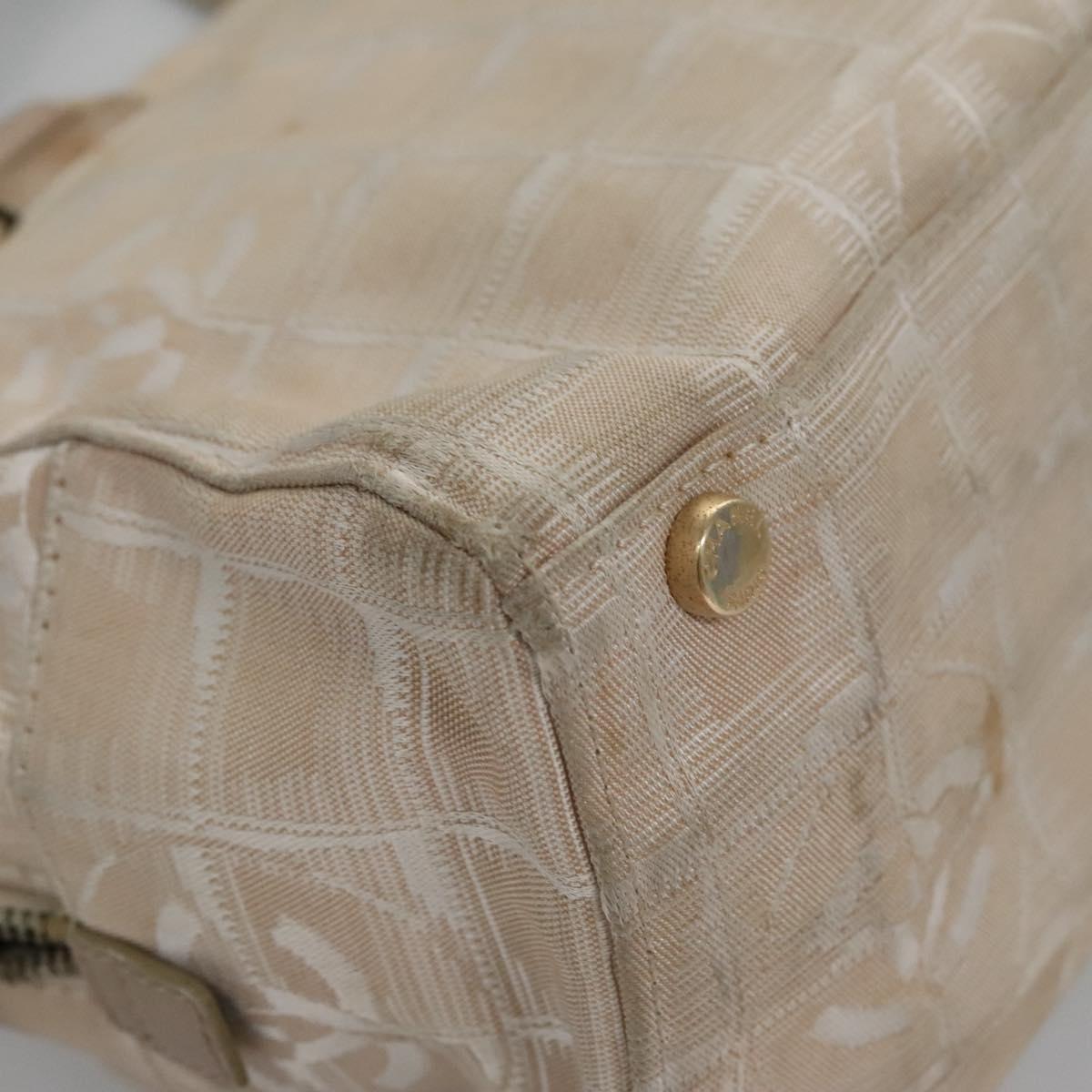 CHANEL New Travel line Hand Bag Nylon Beige CC Auth ti2693