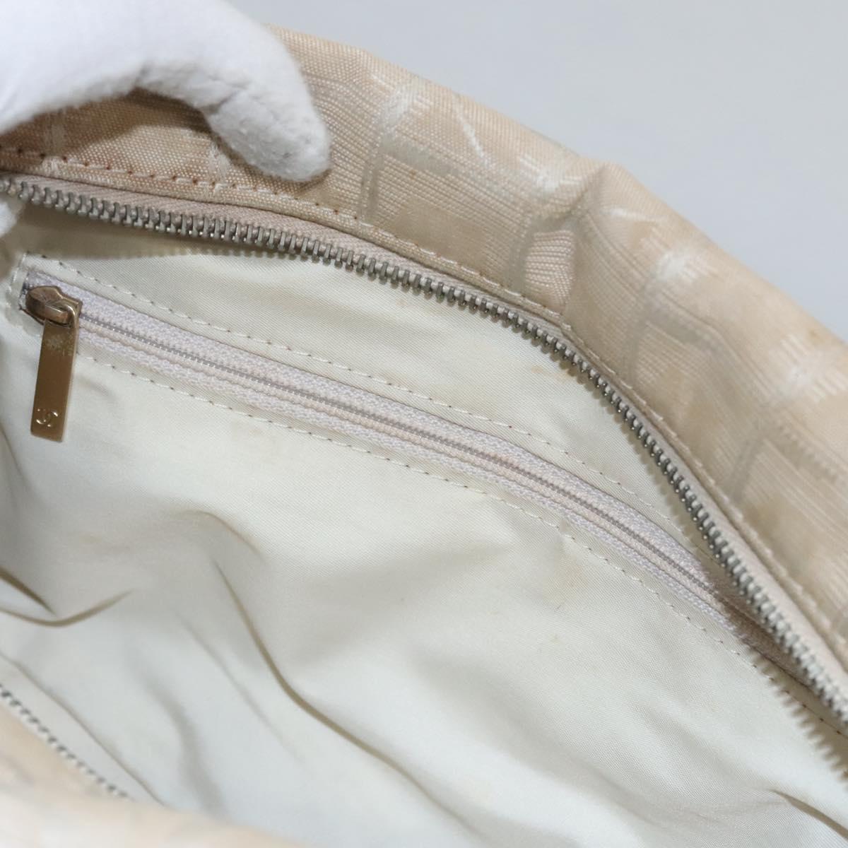 CHANEL New Travel line Hand Bag Nylon Beige CC Auth ti2693