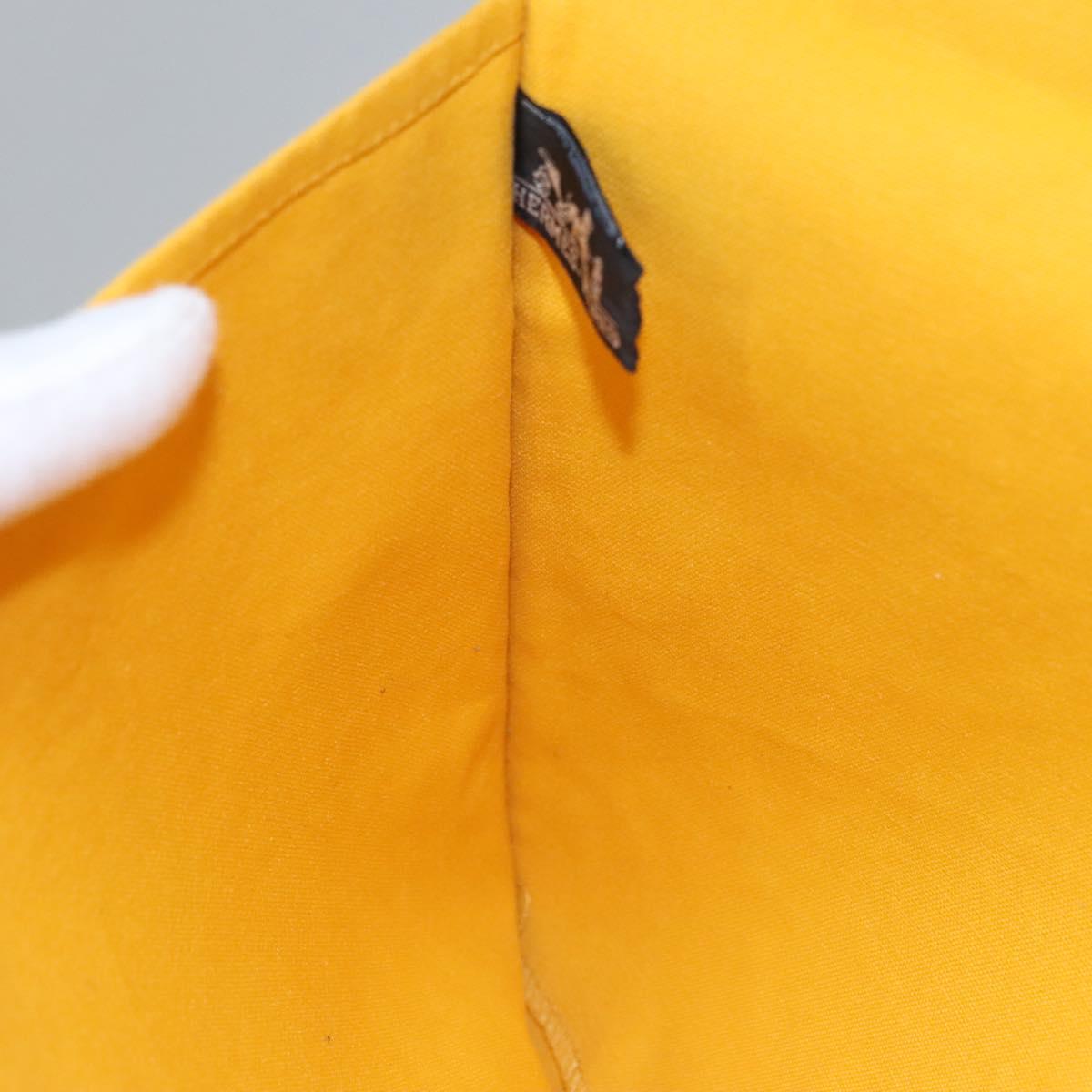 HERMES Clutch Bag Canvas Yellow Auth ti2709