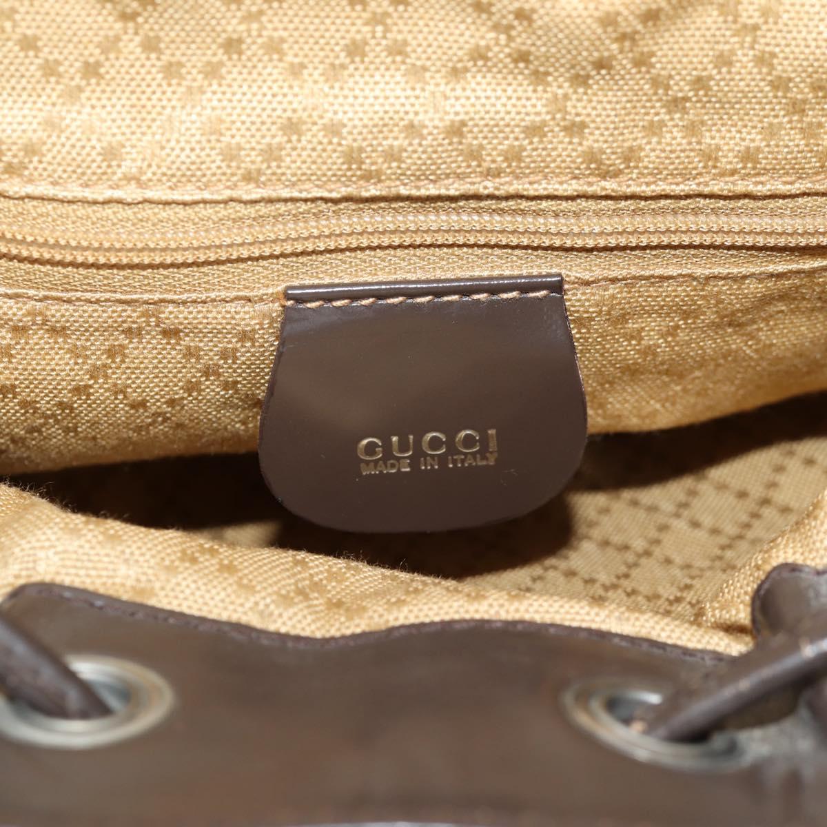 GUCCI Bamboo Body Bag Nylon Leather Brown Auth ti2718
