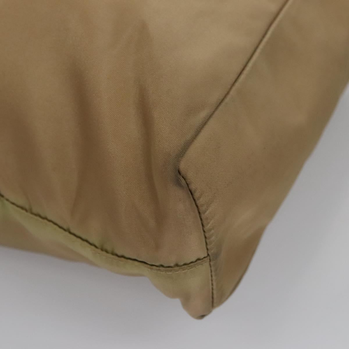 PRADA Tote Bag Nylon Beige Auth ti2720