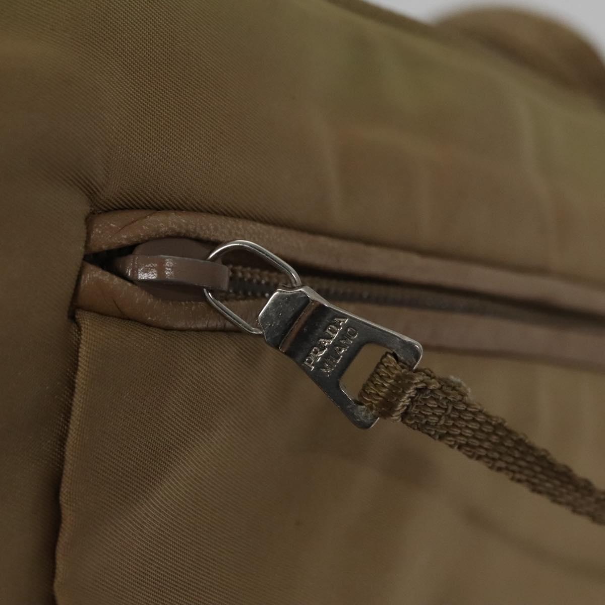 PRADA Tote Bag Nylon Beige Auth ti2720