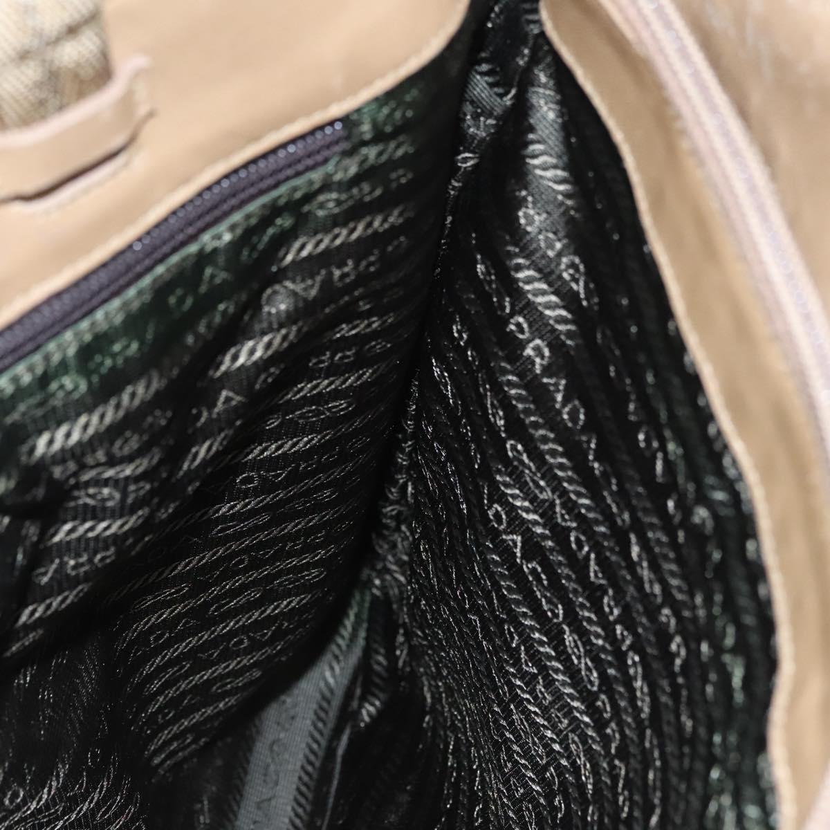 PRADA Tote Bag Nylon Beige Auth ti2720