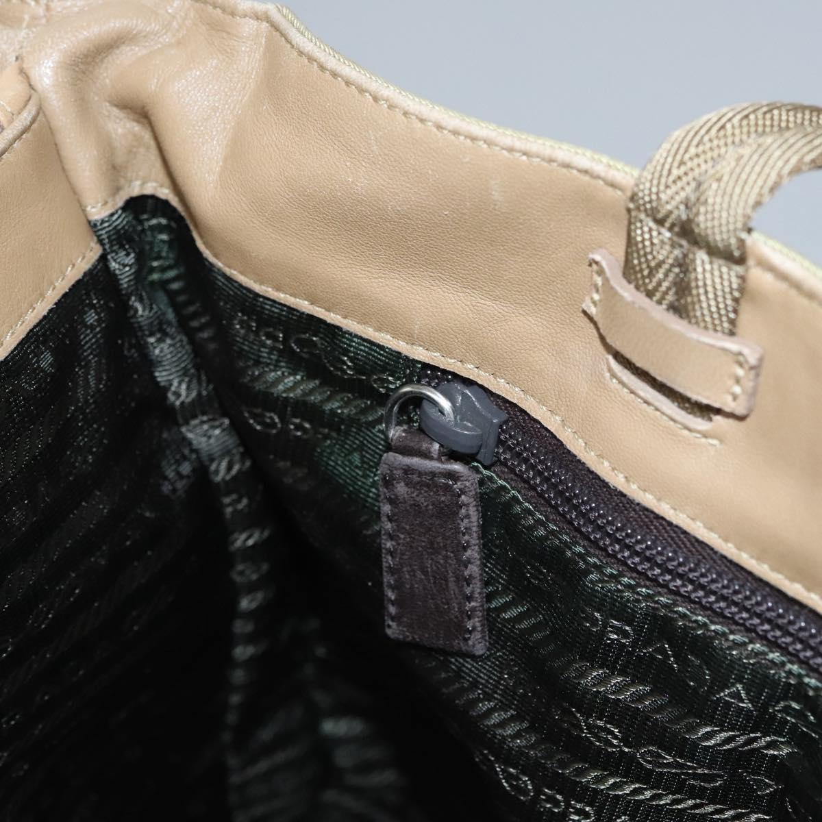 PRADA Tote Bag Nylon Beige Auth ti2720