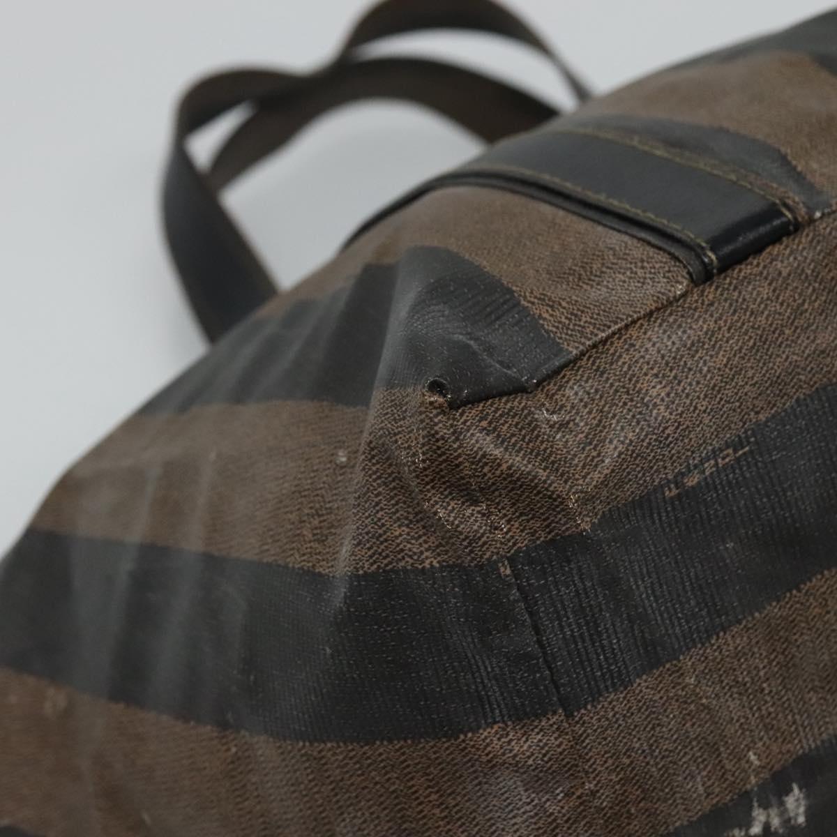 FENDI Pecan Canvas Hand Bag Coated Canvas Brown Auth ti2732