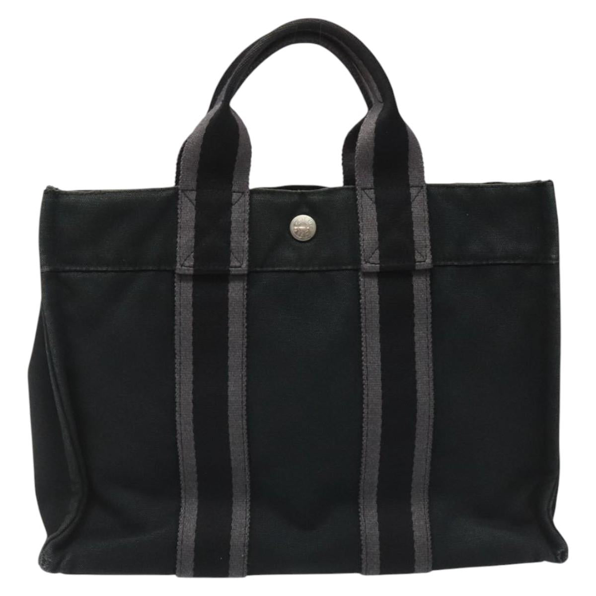 HERMES Fourre Tout PM Hand Bag Canvas Black Auth ti2733
