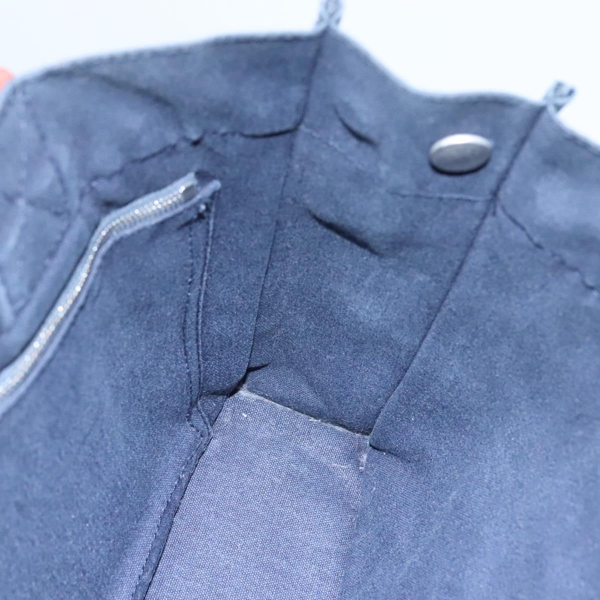 HERMES Fourre Tout PM Hand Bag Canvas Navy Brown Auth ti2734