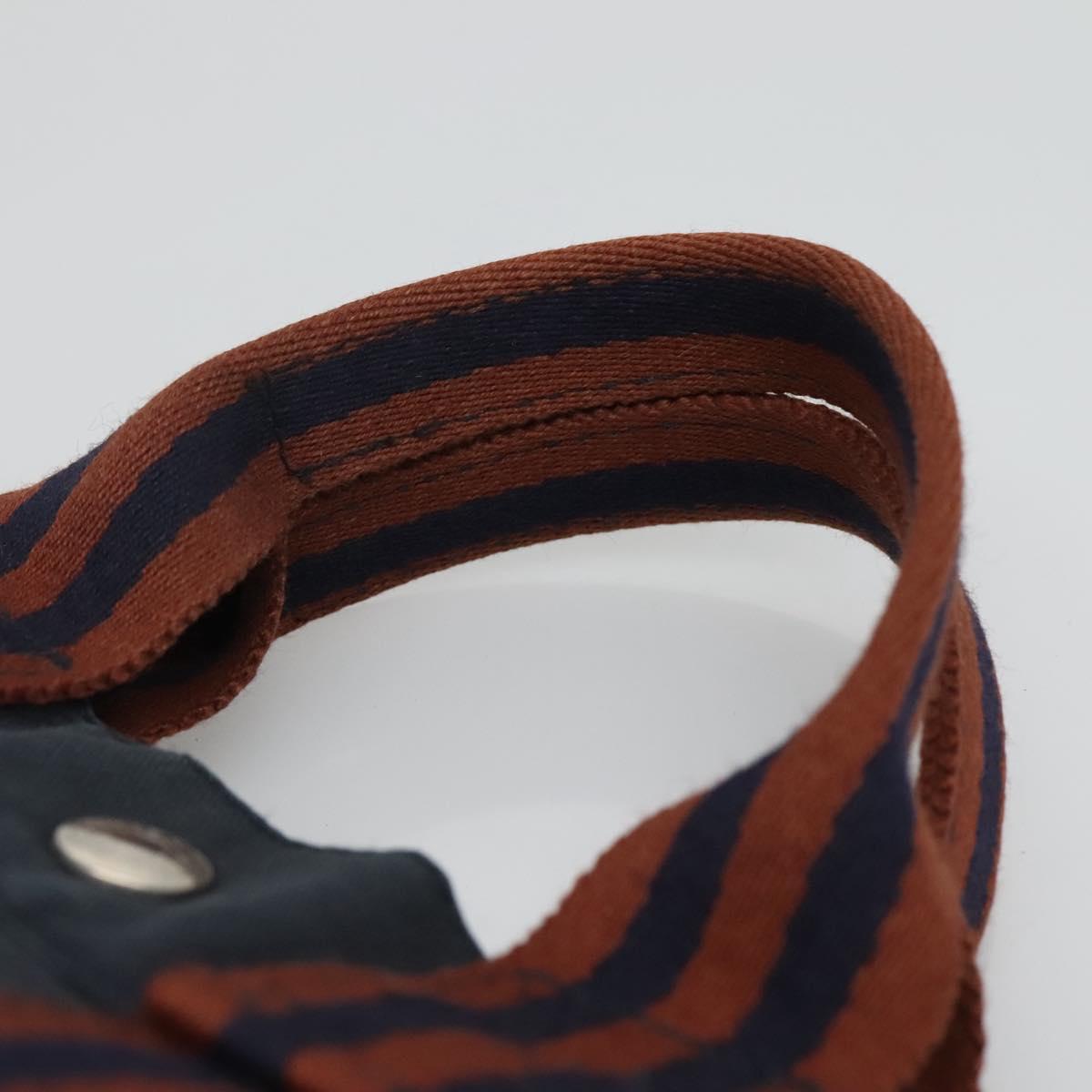 HERMES Fourre Tout PM Hand Bag Canvas Navy Brown Auth ti2734