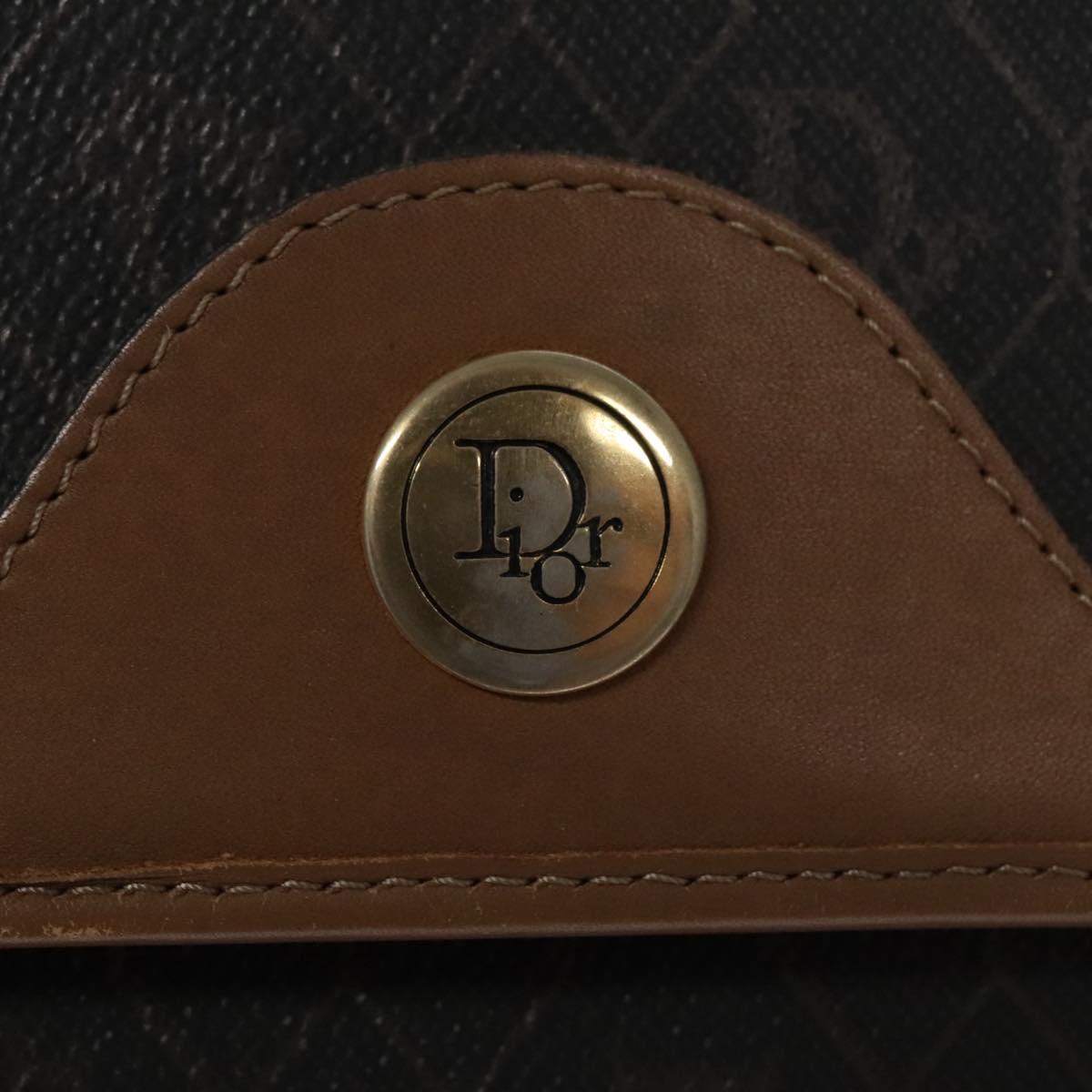 Christian Dior Honeycomb Canvas Shoulder Bag PVC Leather Black Auth ti2736