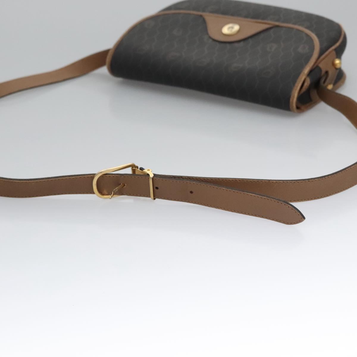 Christian Dior Honeycomb Canvas Shoulder Bag PVC Leather Black Auth ti2736