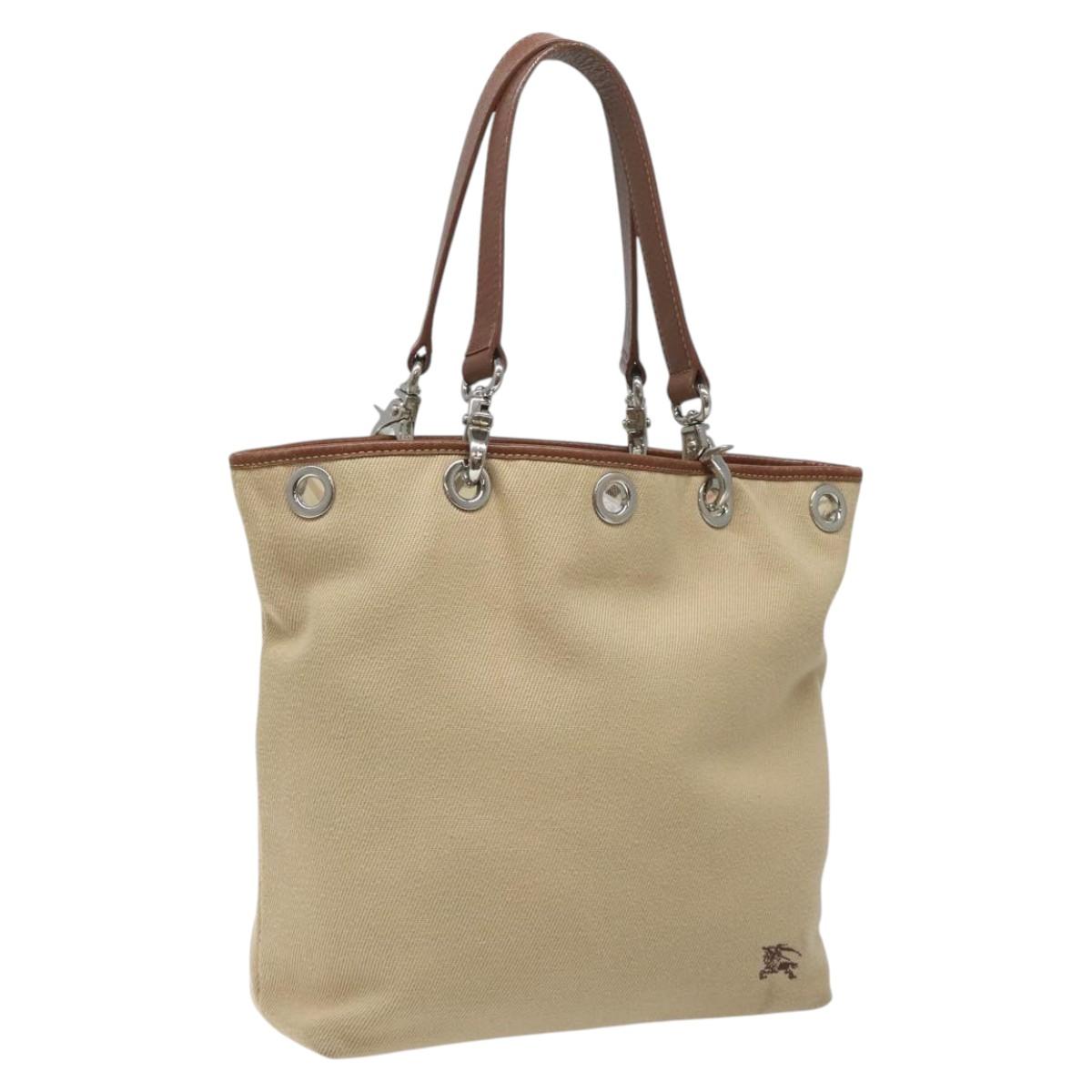 BURBERRY Nova Check Blue Label Tote Bag Canvas Beige Brown Auth ti2741