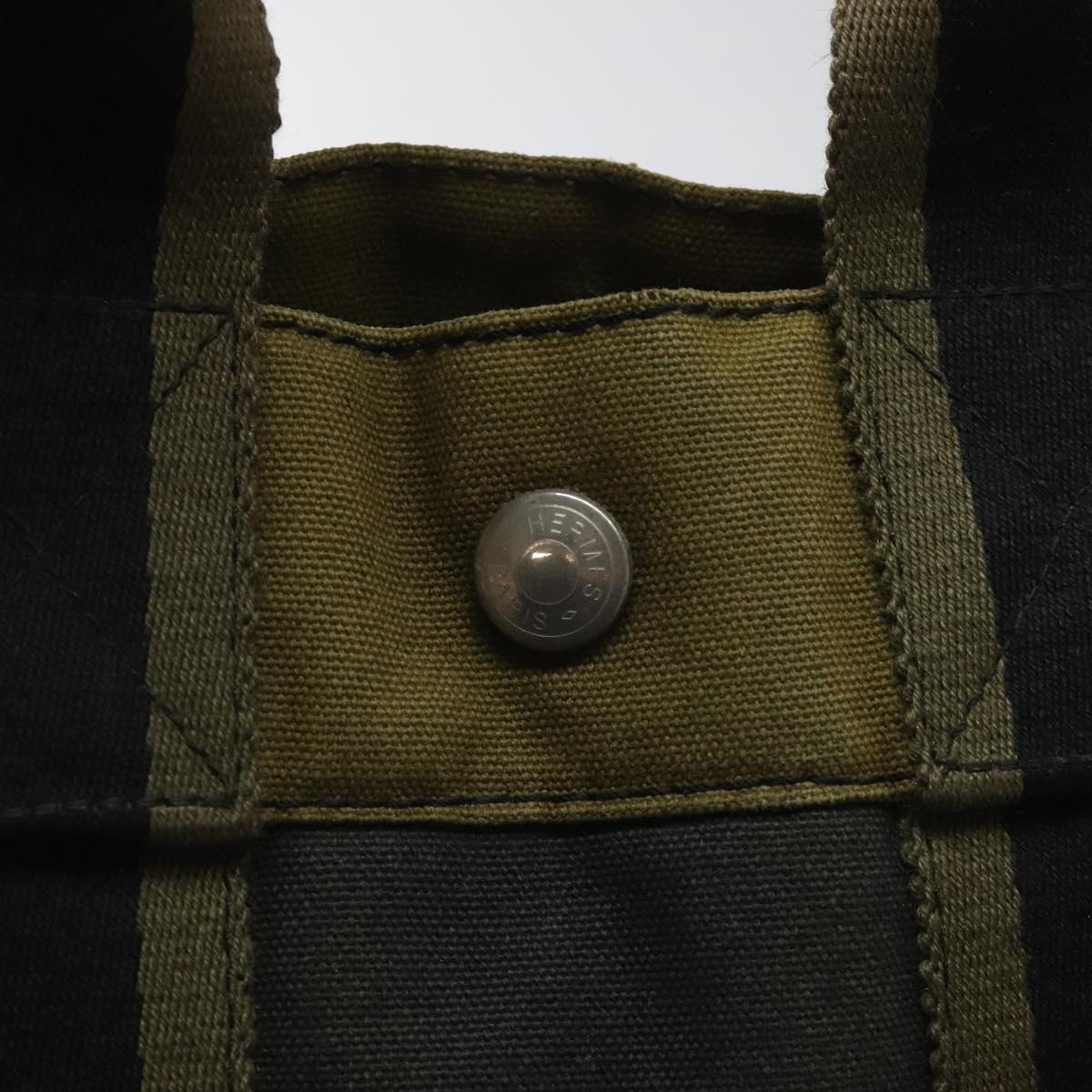 HERMES Fourre Tout PM Hand Bag Canvas Khaki Auth ti2747