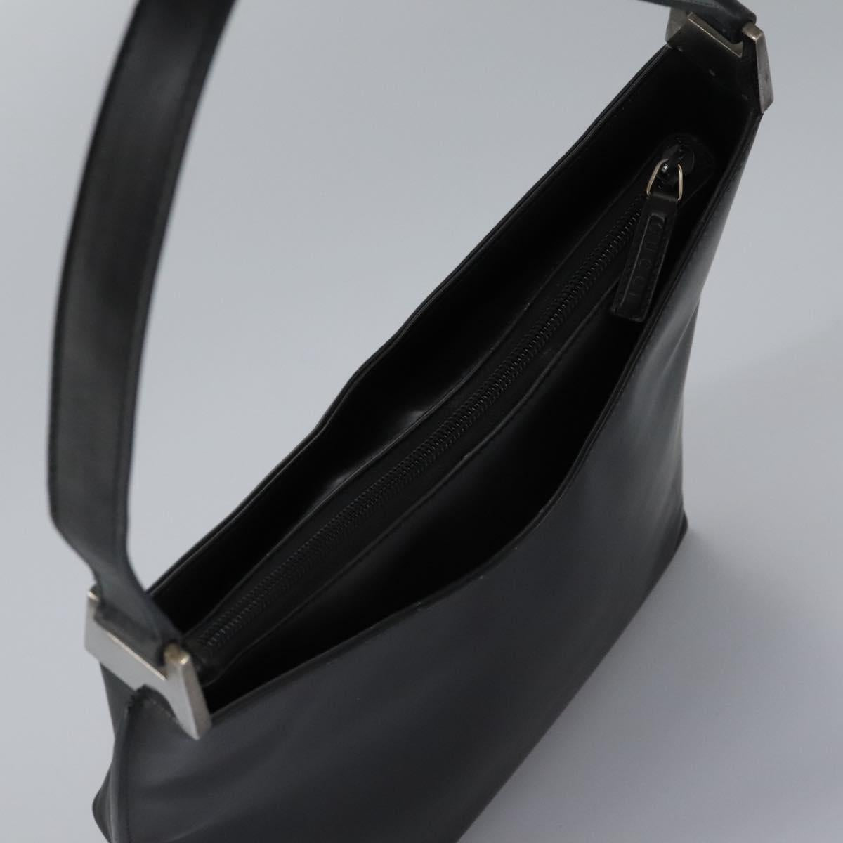 GUCCI Shoulder Bag Leather Black Auth ti2752