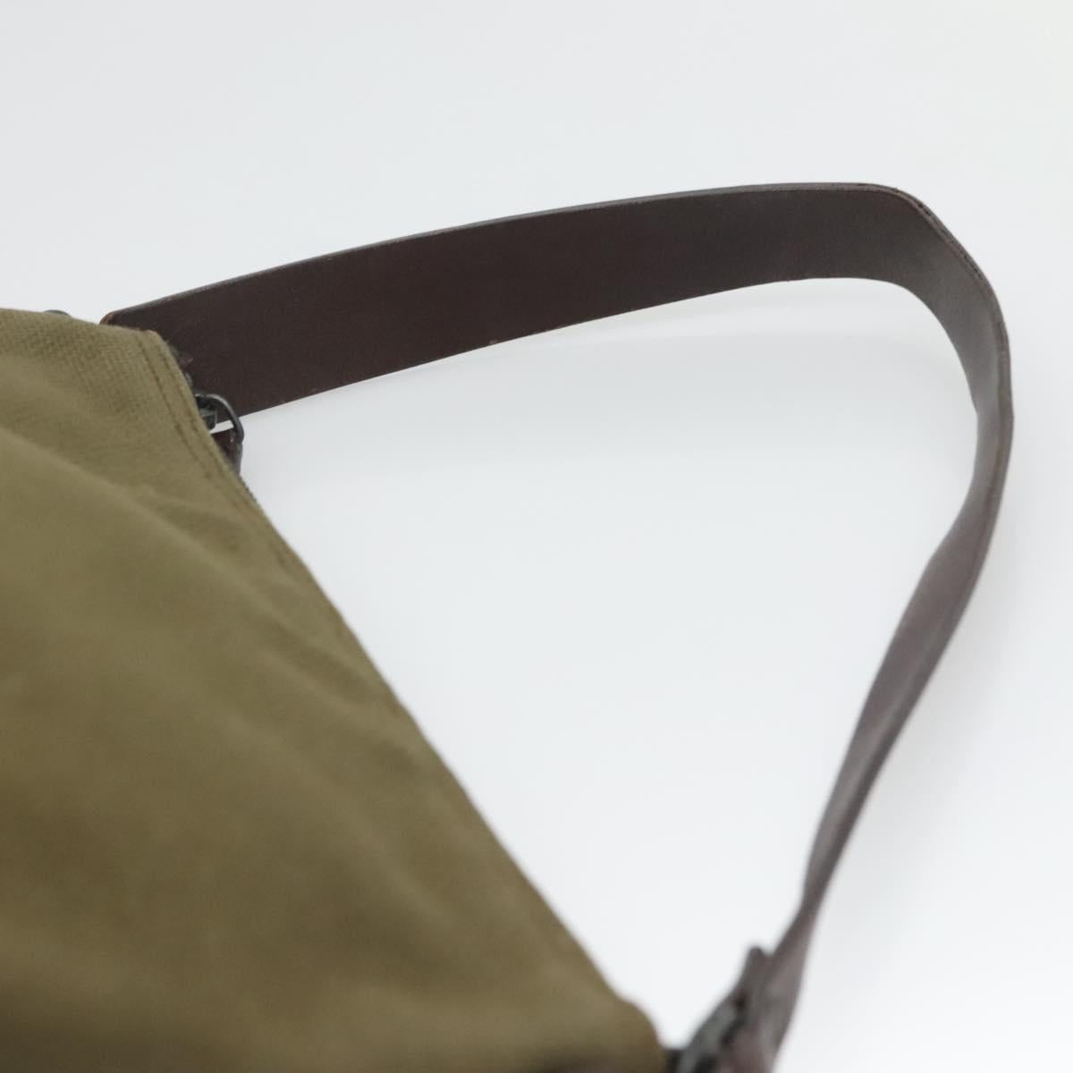 GUCCI Hand Bag Canvas Leather Khaki Auth ti2753