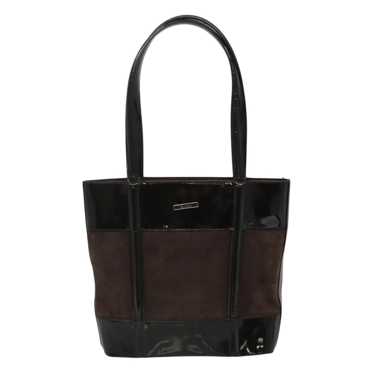 GUCCI Tote Bag Suede Leather Brown Auth ti2756