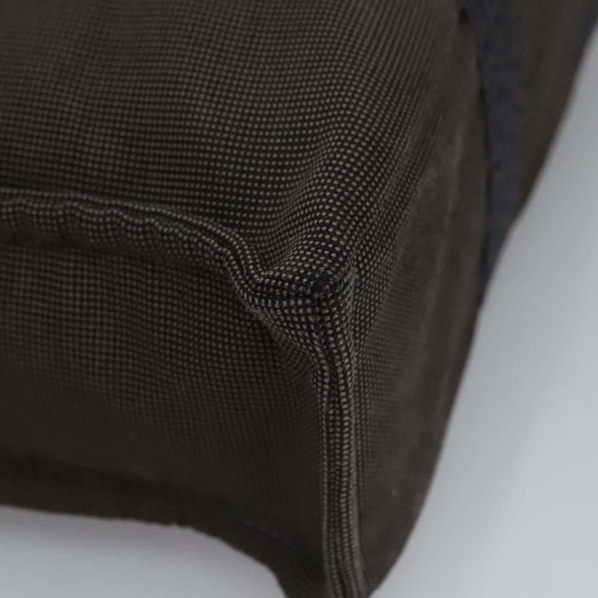 HERMES Her Line MM Hand Bag Canvas Gray Silver Auth ti2757