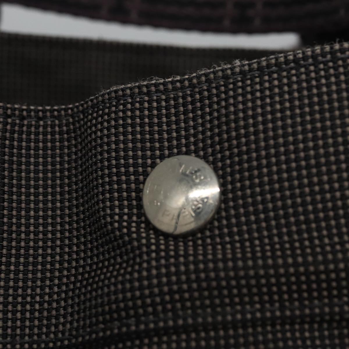 HERMES Her Line MM Hand Bag Canvas Gray Silver Auth ti2757