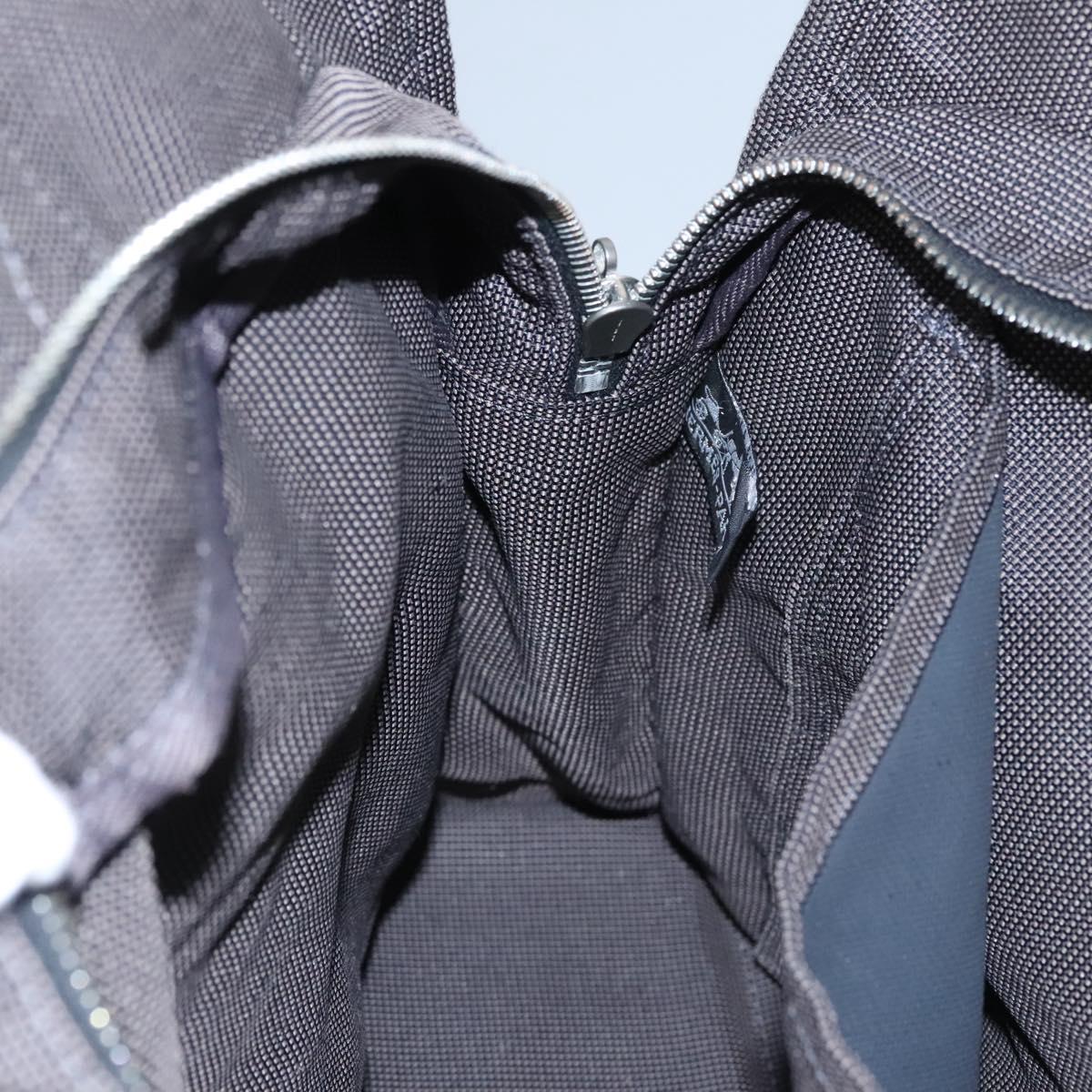 HERMES Her Line MM Hand Bag Canvas Gray Silver Auth ti2757