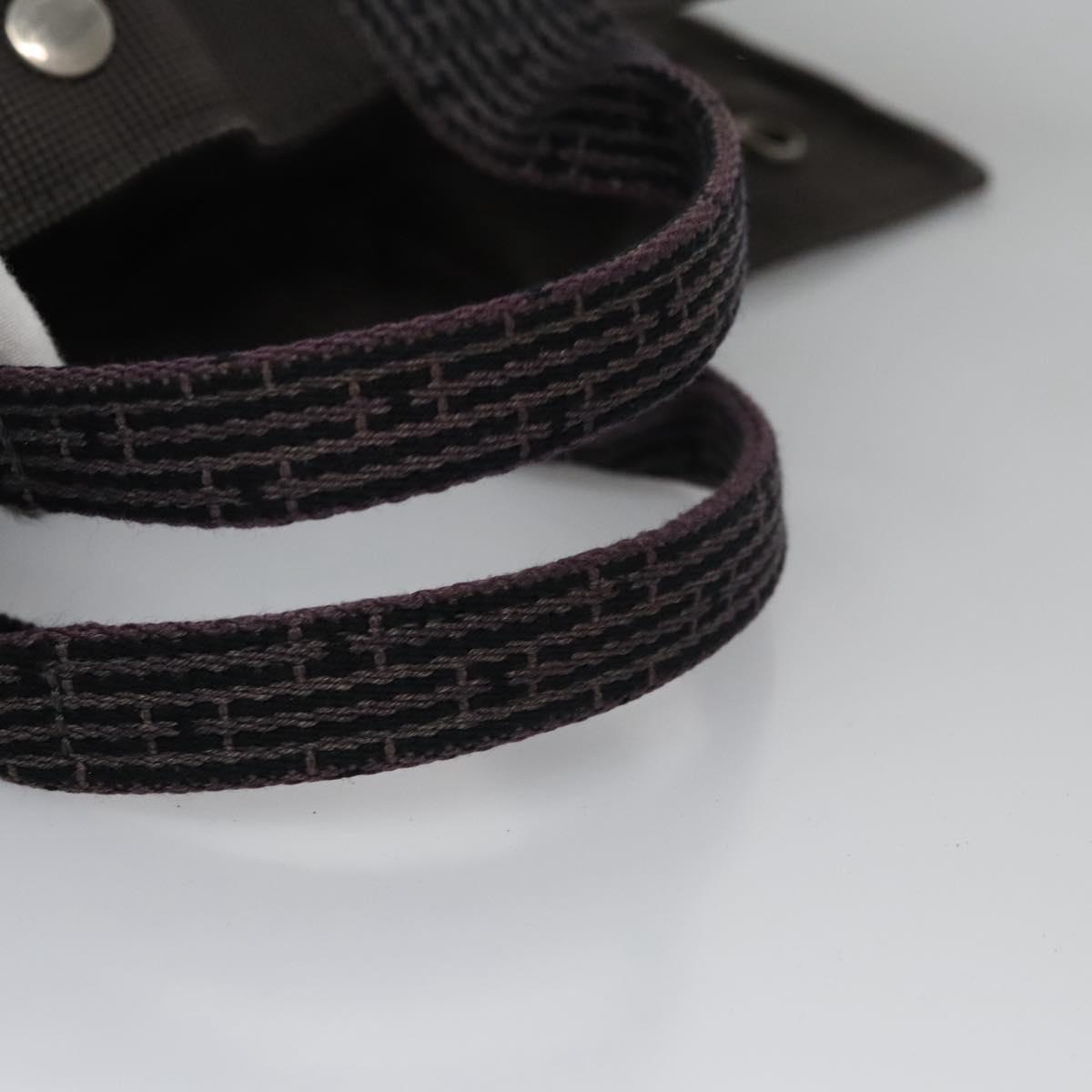 HERMES Her Line MM Hand Bag Canvas Gray Silver Auth ti2757