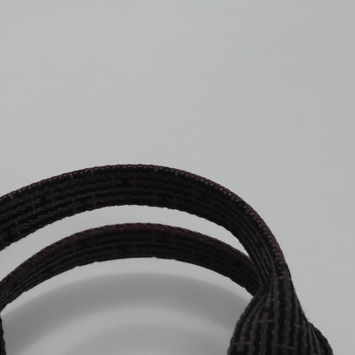 HERMES Her Line MM Hand Bag Canvas Gray Silver Auth ti2757