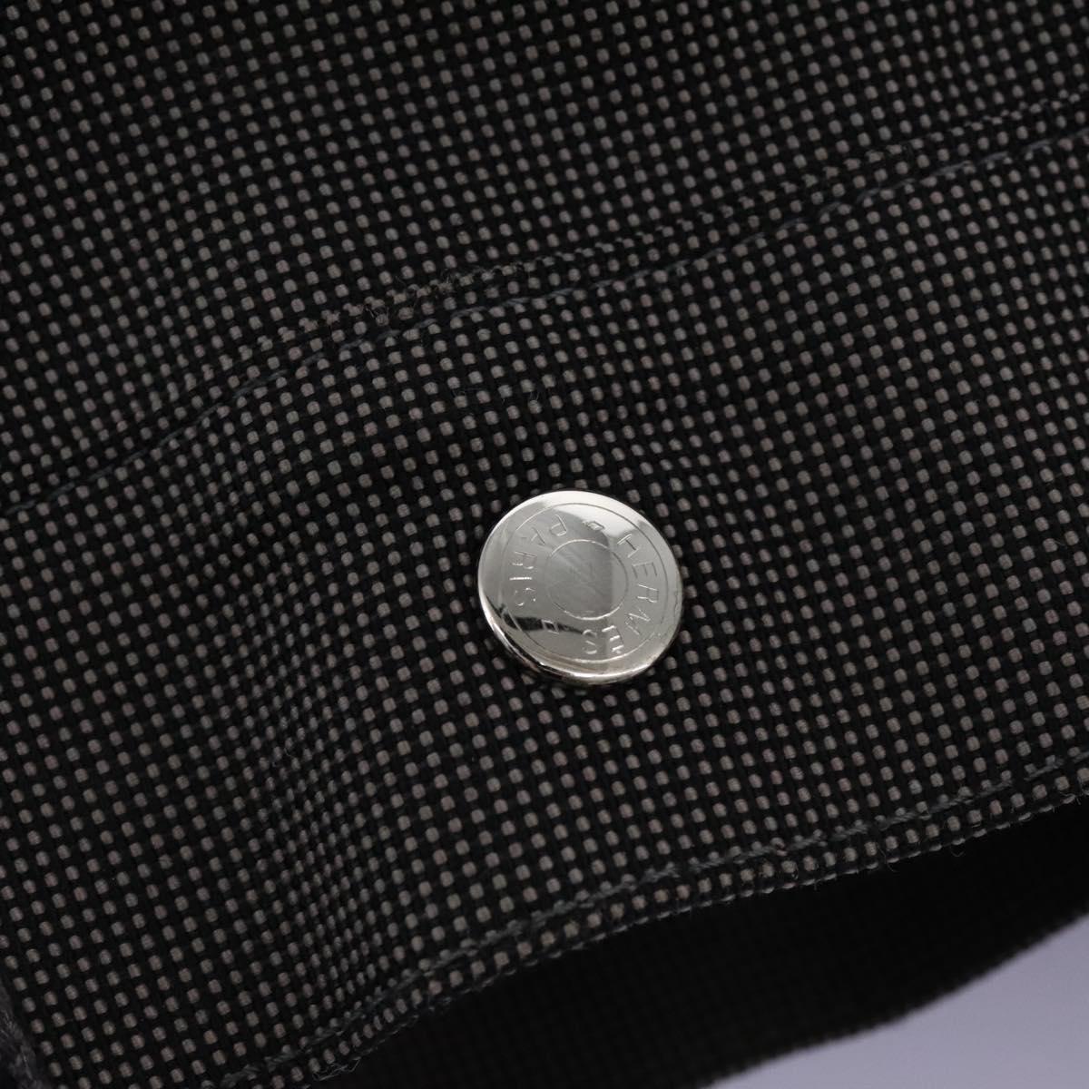 HERMES Her Line MM Hand Bag Canvas Gray Silver Auth ti2761