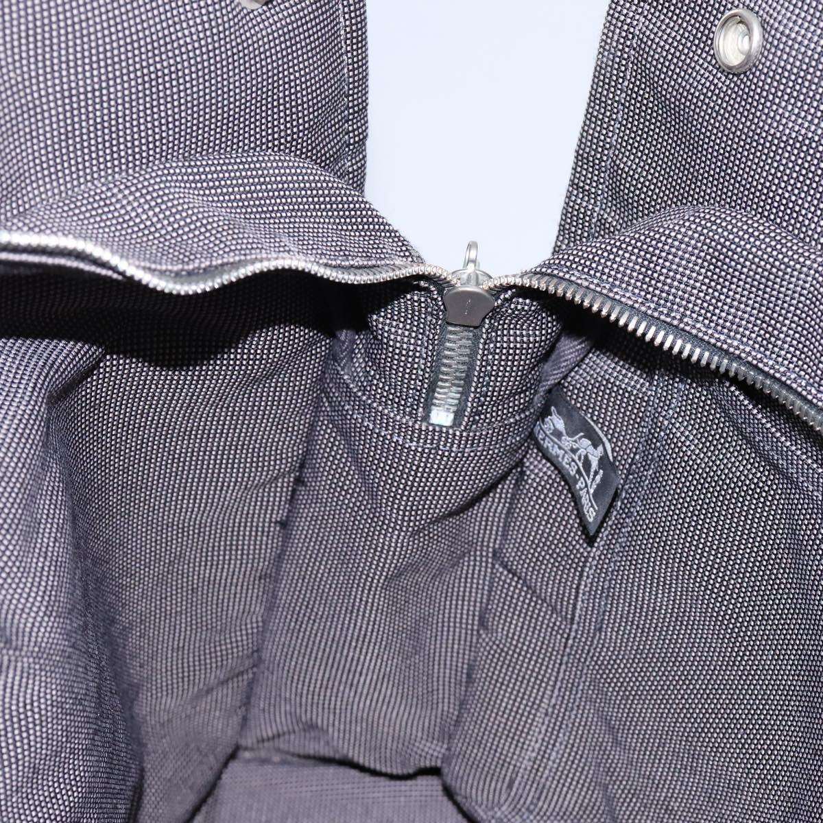 HERMES Her Line MM Hand Bag Canvas Gray Silver Auth ti2761