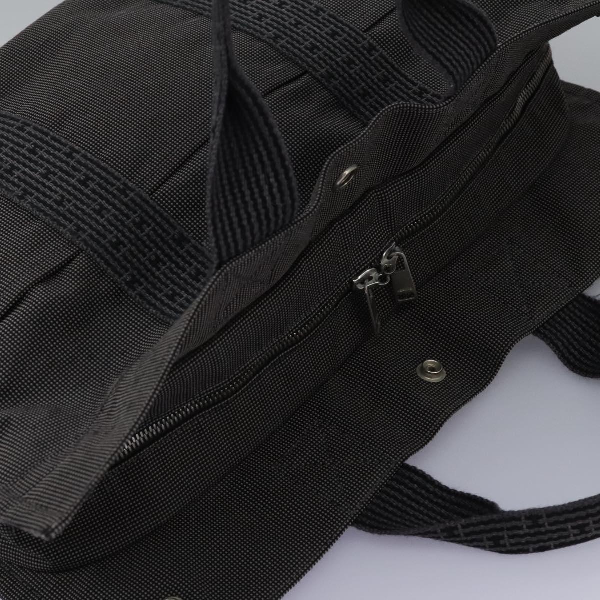 HERMES Her Line MM Hand Bag Canvas Gray Silver Auth ti2761