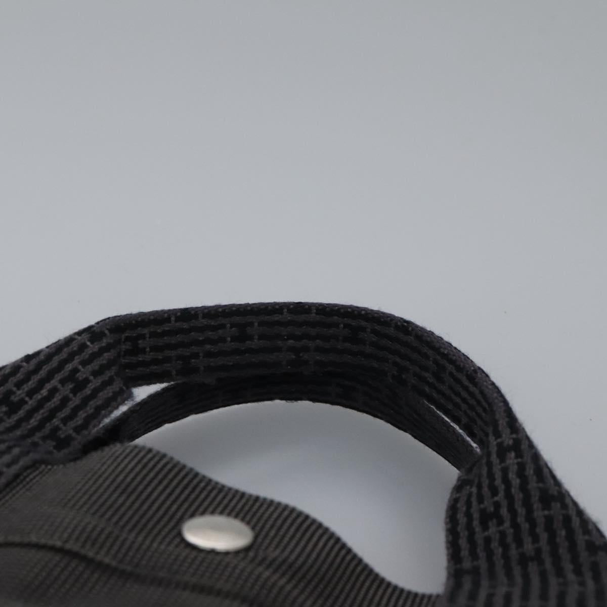 HERMES Her Line MM Hand Bag Canvas Gray Silver Auth ti2761