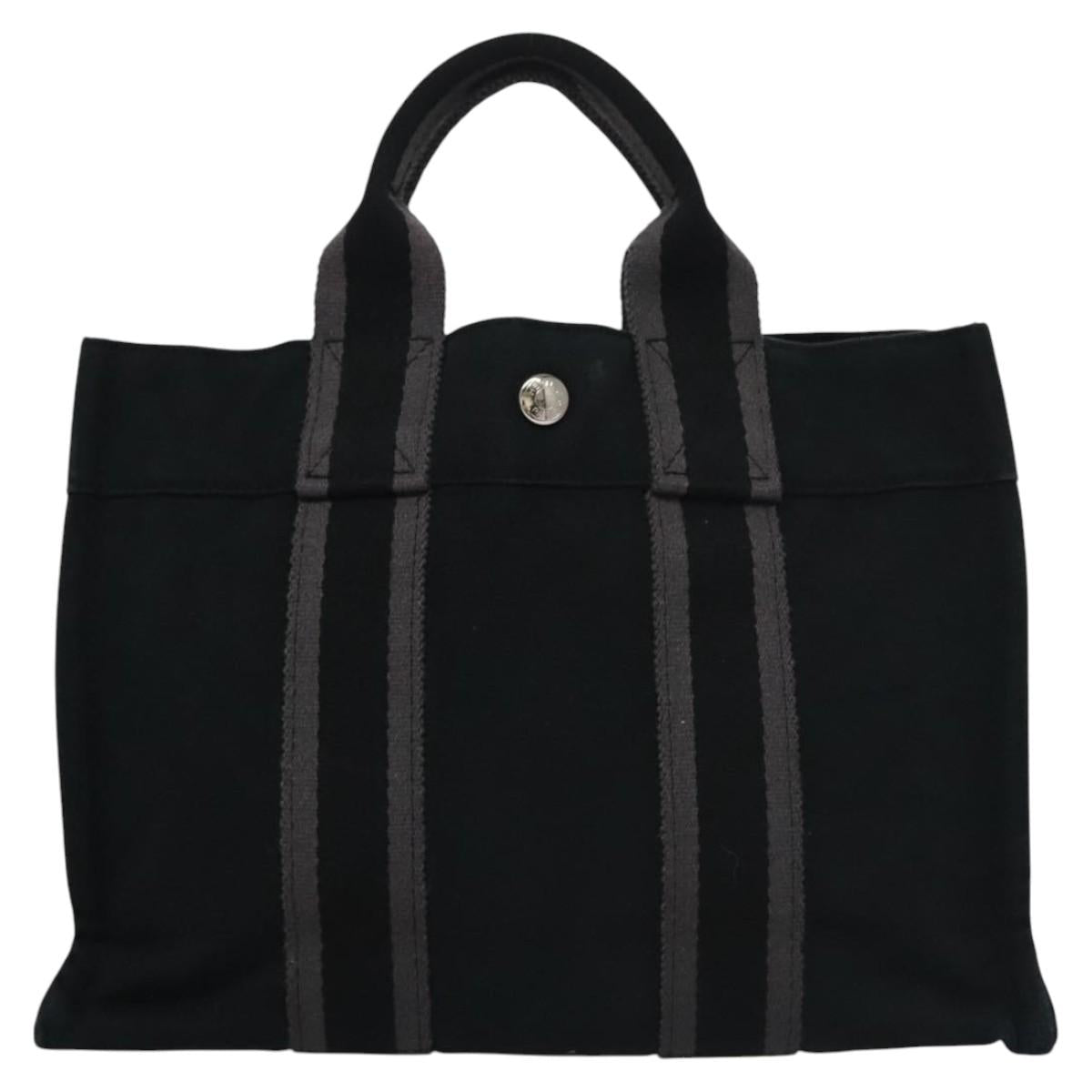 HERMES Fourre Tout PM Hand Bag Canvas Black Auth ti2780