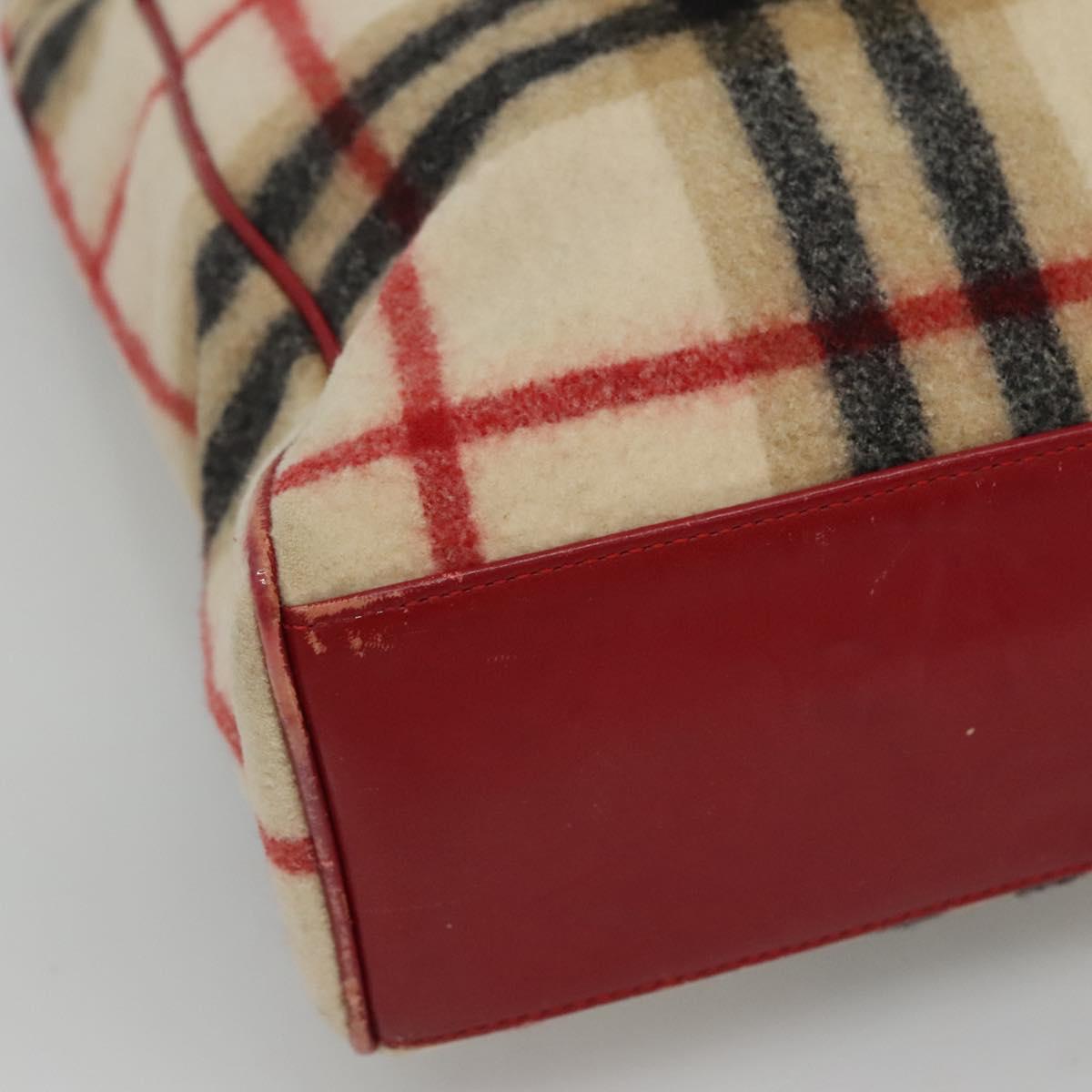 Burberrys Nova Check Blue Label Tote Bag Wool Beige Auth ti2789