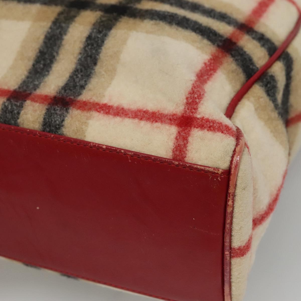 Burberrys Nova Check Blue Label Tote Bag Wool Beige Auth ti2789