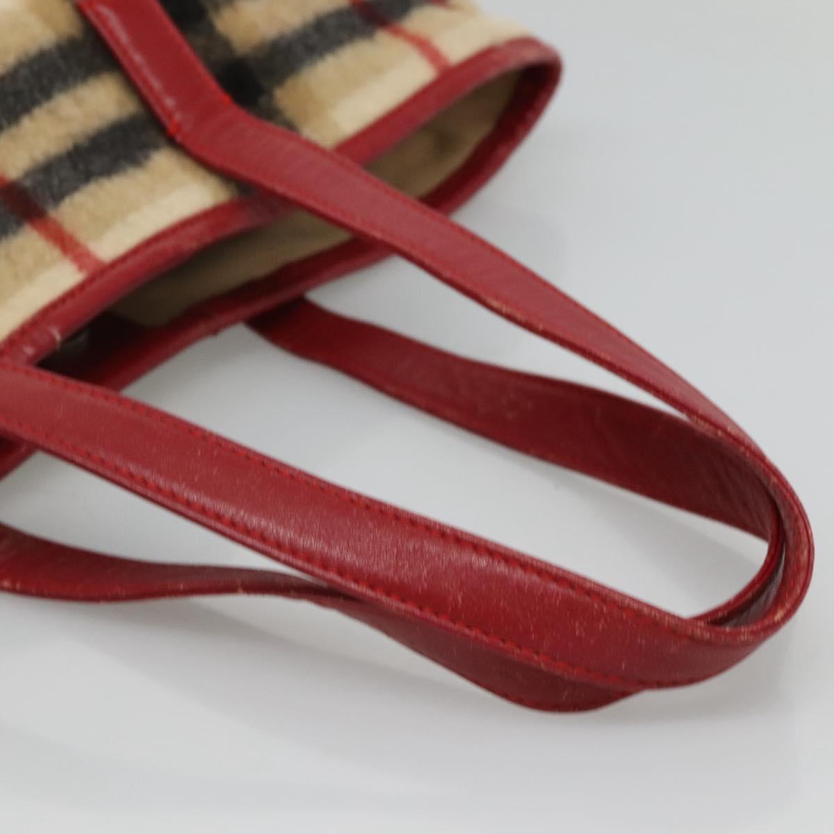 Burberrys Nova Check Blue Label Tote Bag Wool Beige Auth ti2789