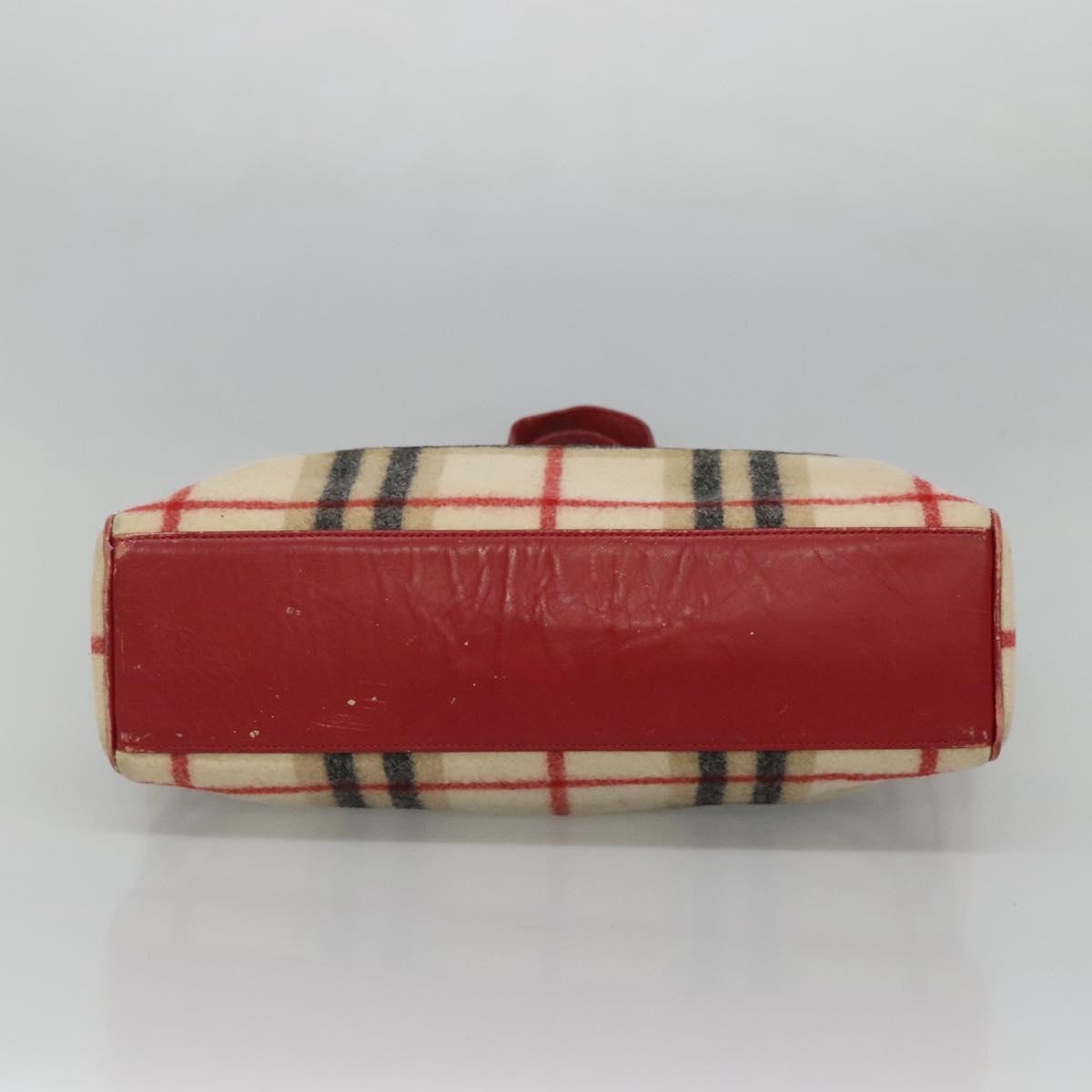 Burberrys Nova Check Blue Label Tote Bag Wool Beige Auth ti2789