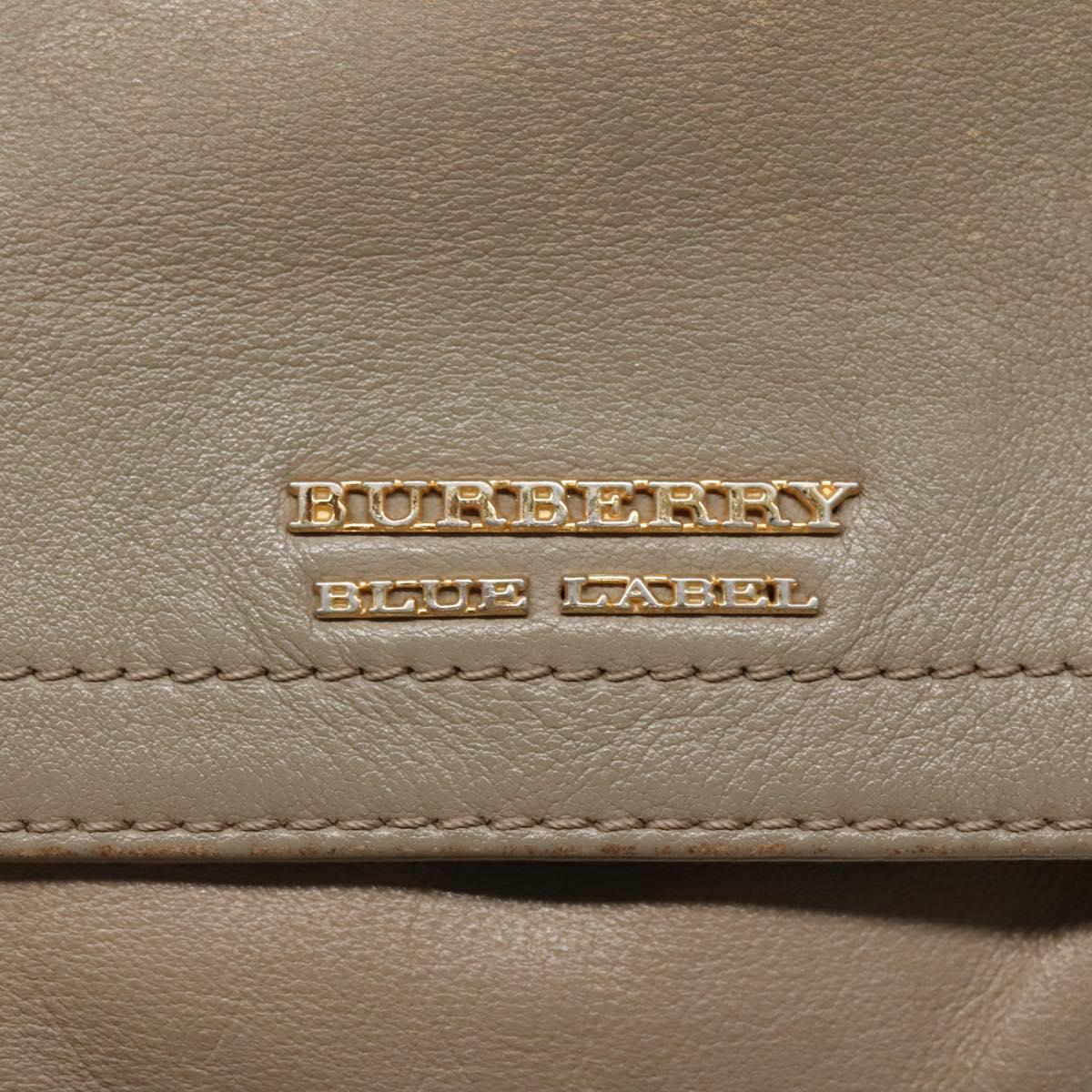 BURBERRY Blue Label Shoulder Bag Leather Beige Gold Auth ti2790