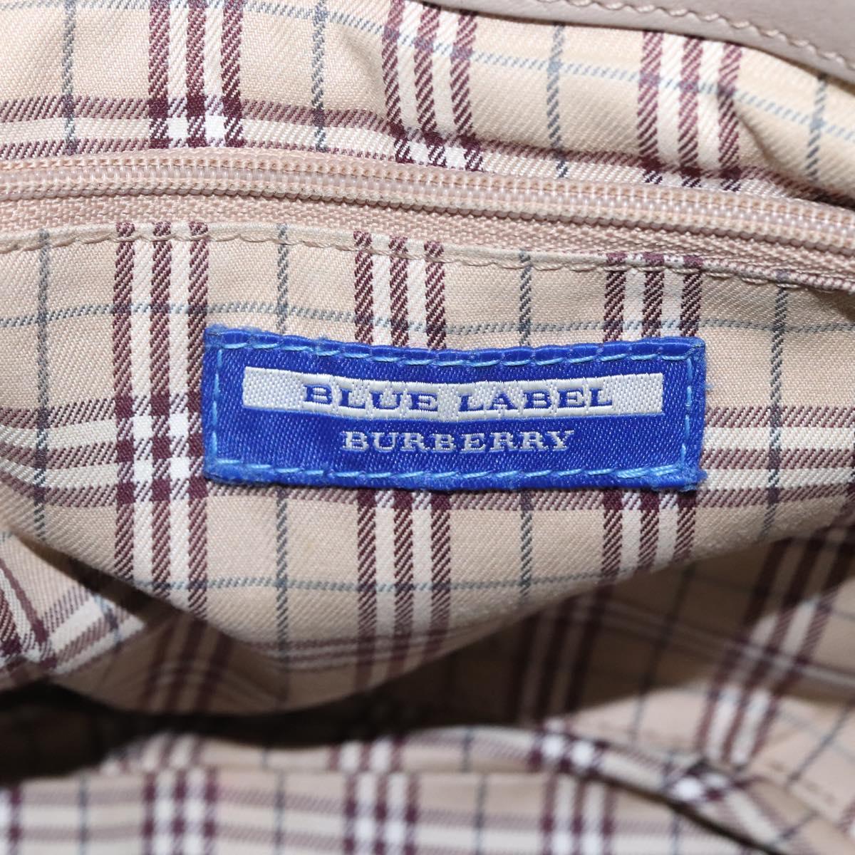 BURBERRY Blue Label Shoulder Bag Leather Beige Gold Auth ti2790
