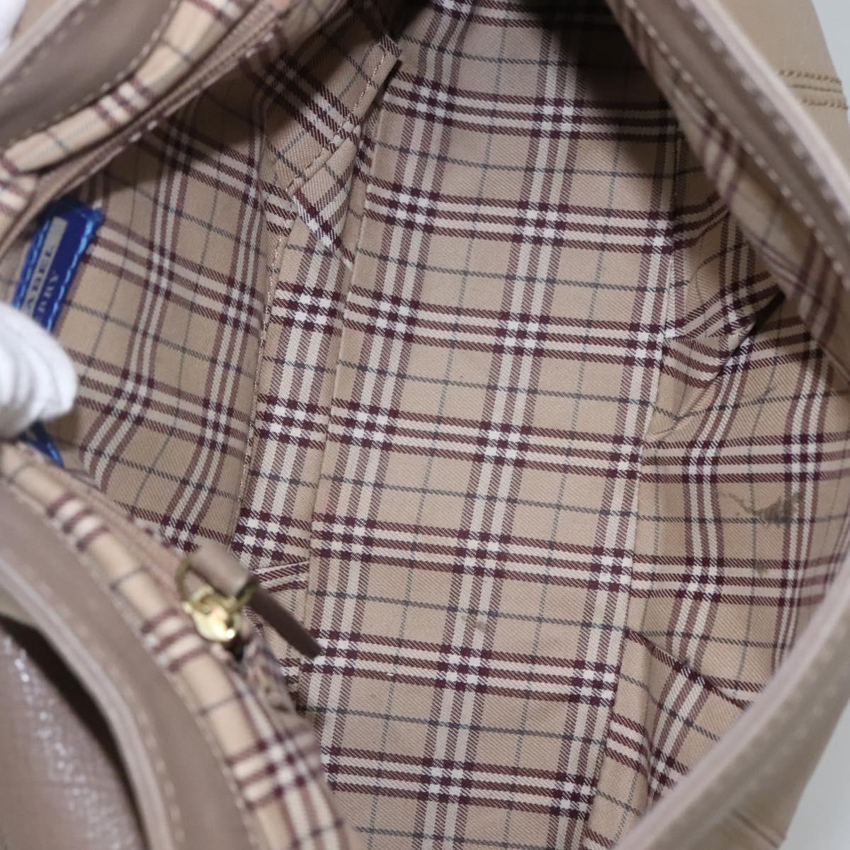 BURBERRY Blue Label Shoulder Bag Leather Beige Gold Auth ti2790