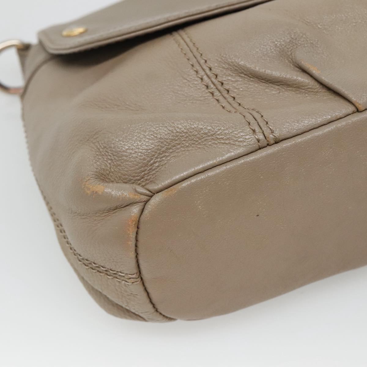 BURBERRY Blue Label Shoulder Bag Leather Beige Gold Auth ti2790