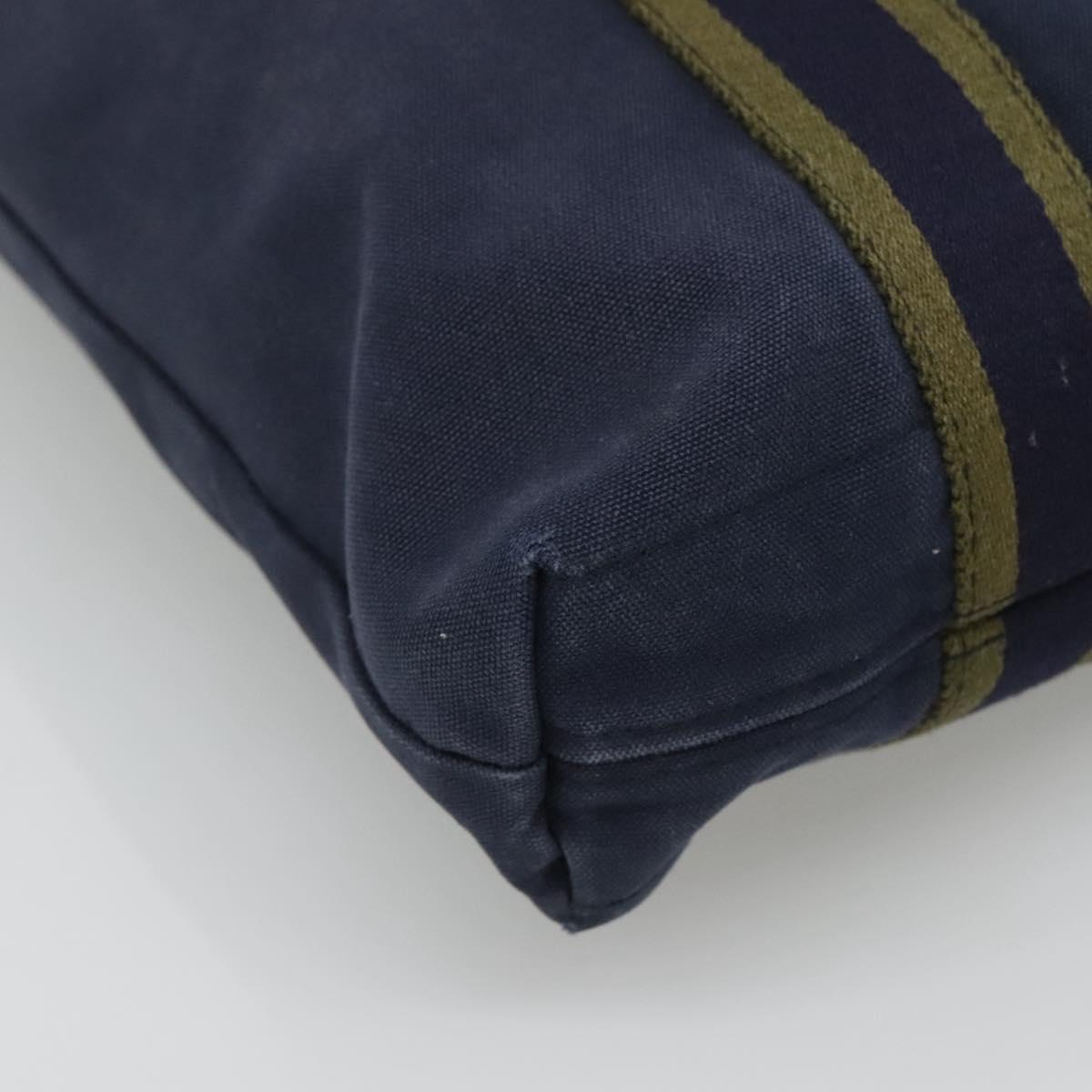 HERMES Fourre Tout Cabass Tote Bag Canvas Navy Khaki Auth ti2791