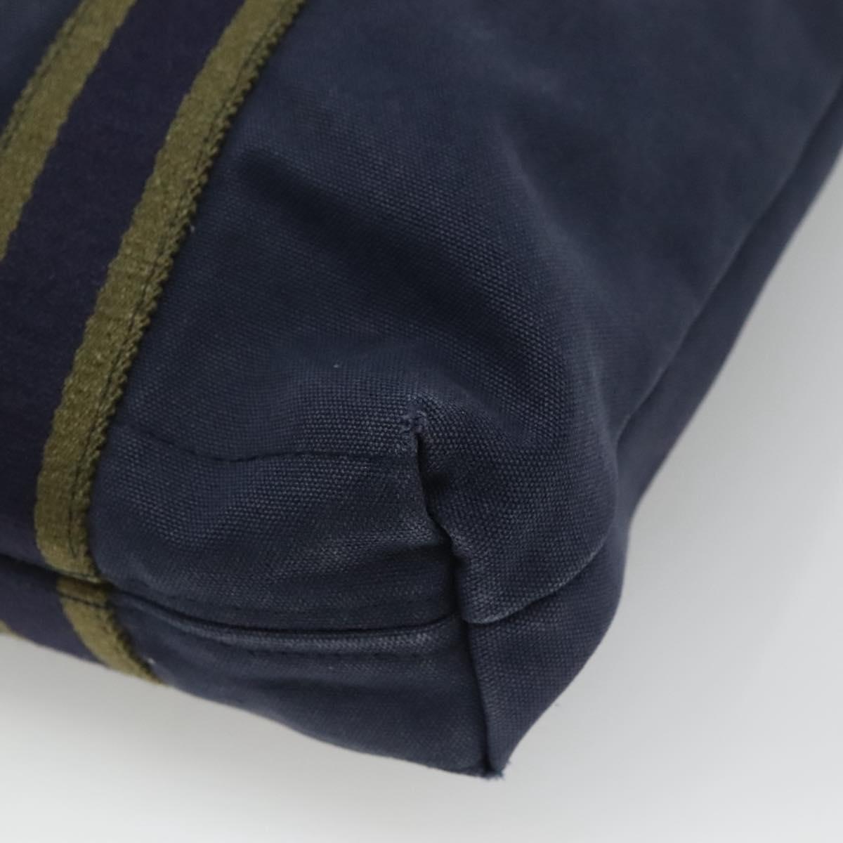 HERMES Fourre Tout Cabass Tote Bag Canvas Navy Khaki Auth ti2791