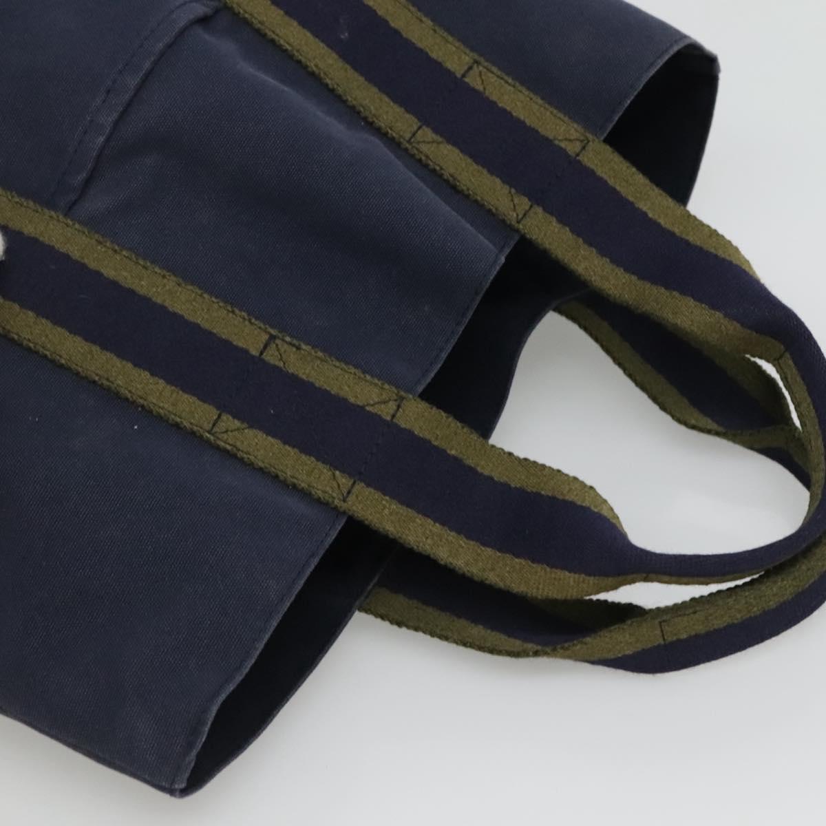 HERMES Fourre Tout Cabass Tote Bag Canvas Navy Khaki Auth ti2791