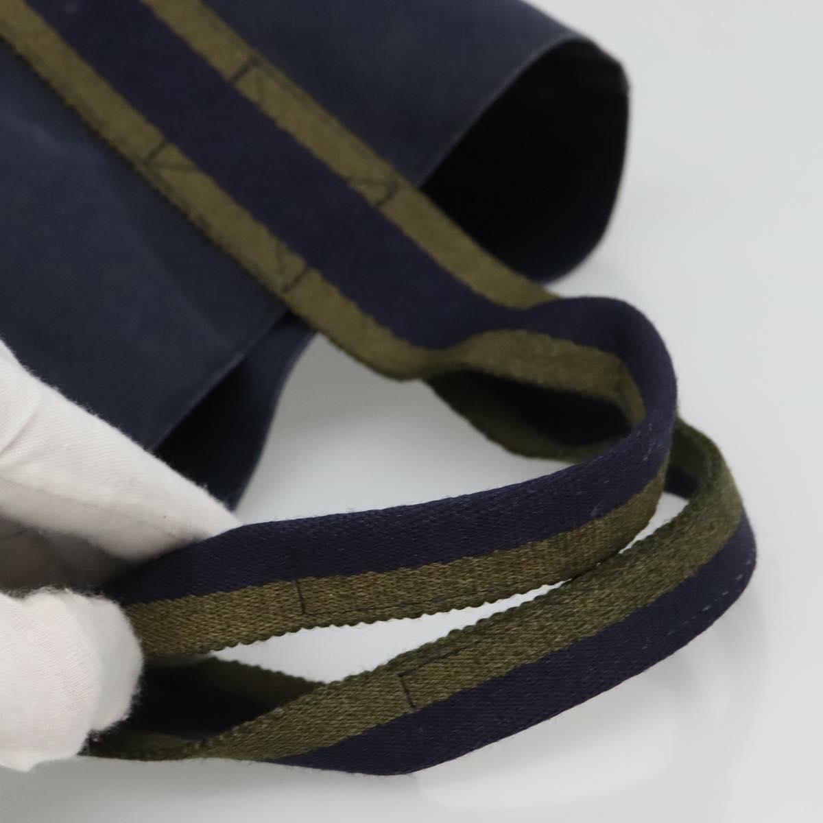 HERMES Fourre Tout Cabass Tote Bag Canvas Navy Khaki Auth ti2791