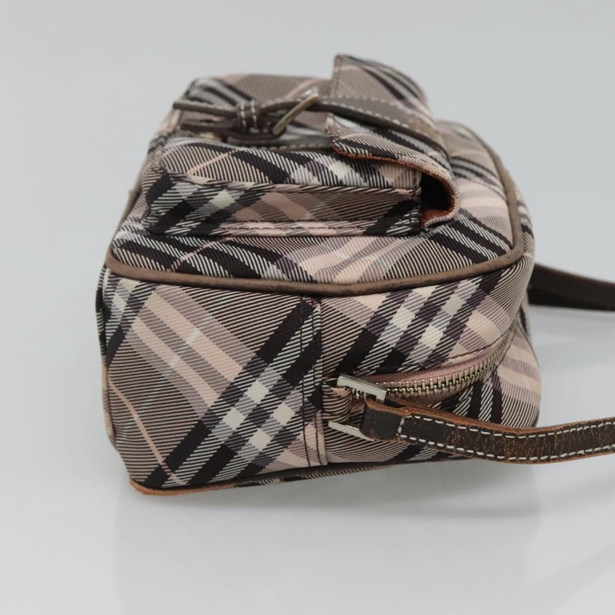 BURBERRY Nova Check Blue Label Shoulder Bag Nylon Black Auth ti2792