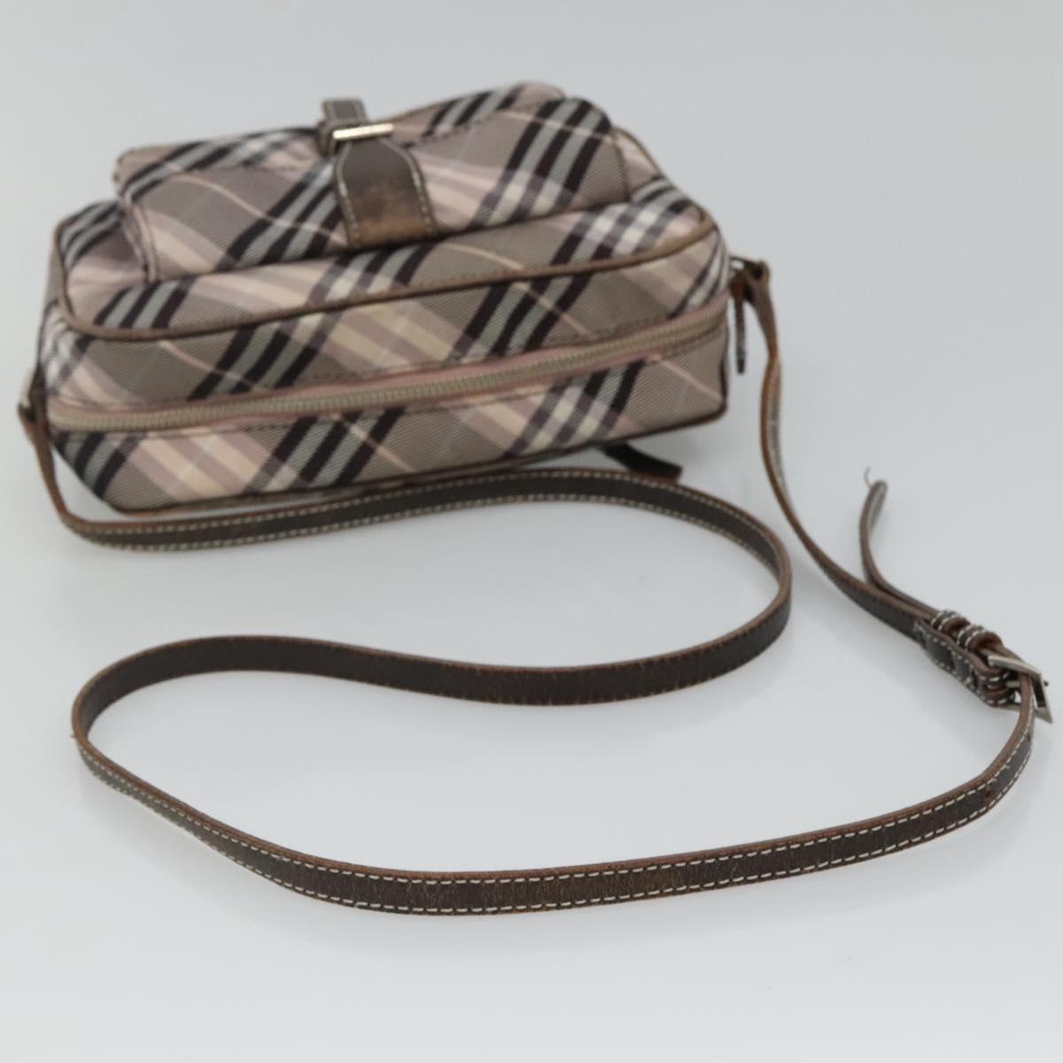 BURBERRY Nova Check Blue Label Shoulder Bag Nylon Black Auth ti2792