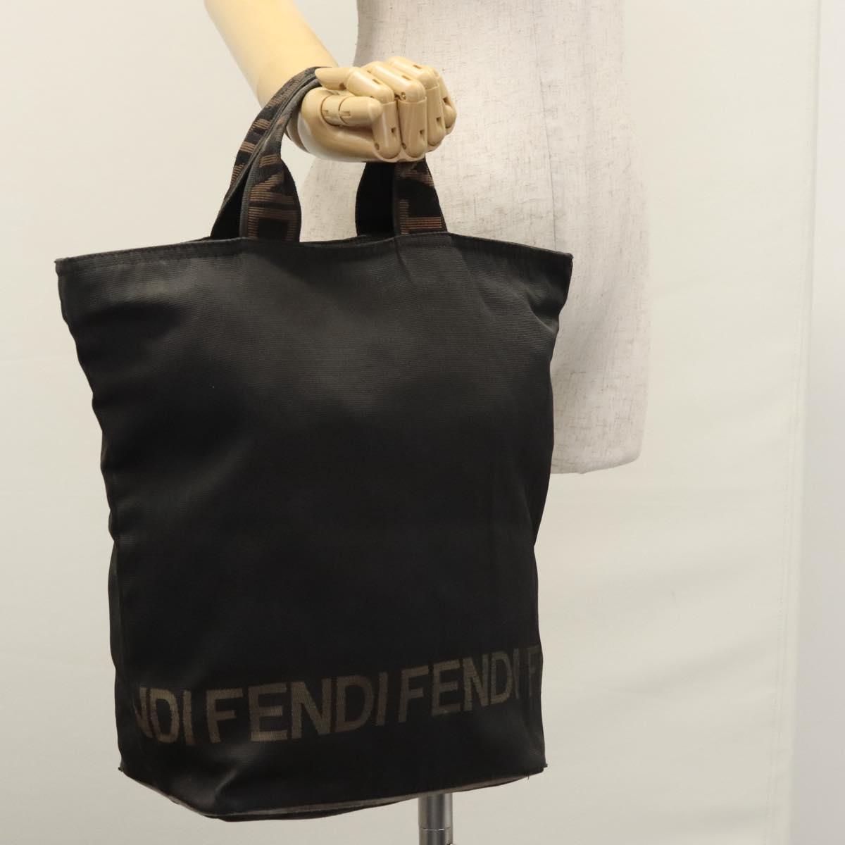 FENDI Hand Bag Canvas Black Auth ti2793