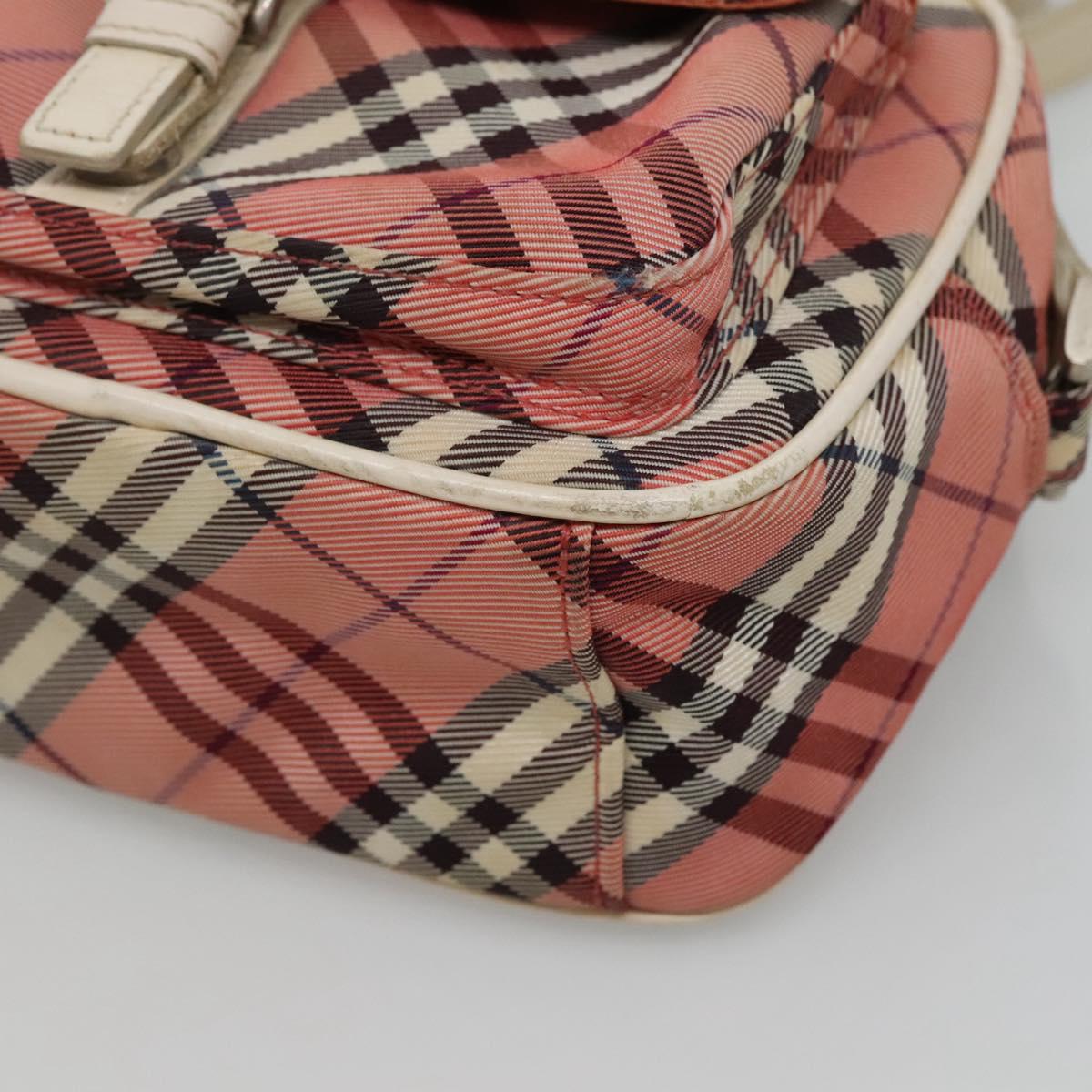 BURBERRY Nova Check Blue Label Shoulder Bag Canvas Red Auth ti2797