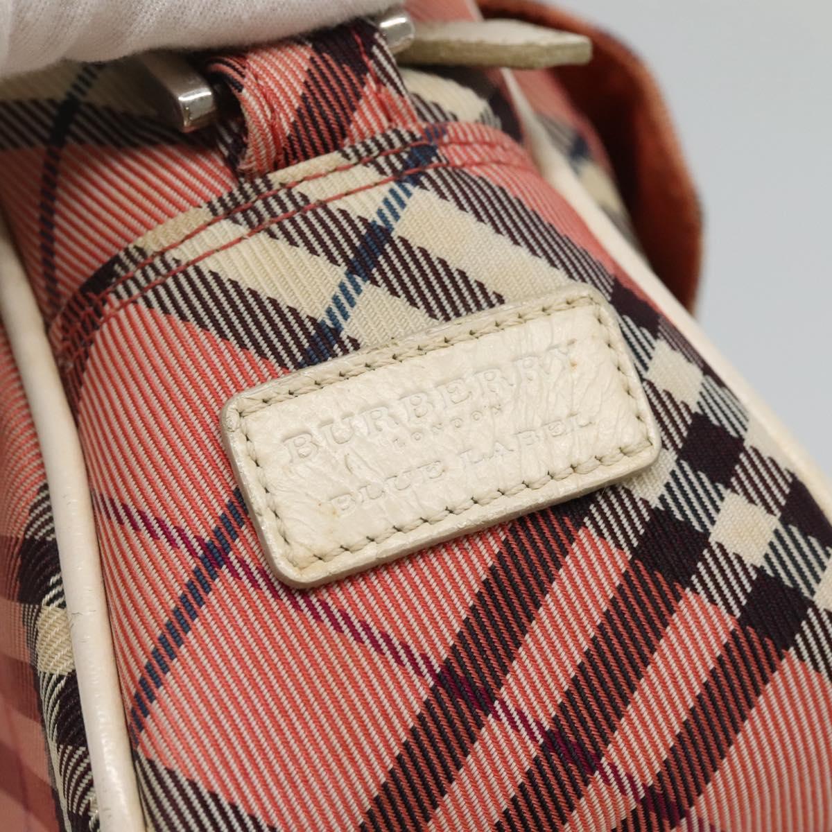 BURBERRY Nova Check Blue Label Shoulder Bag Canvas Red Auth ti2797