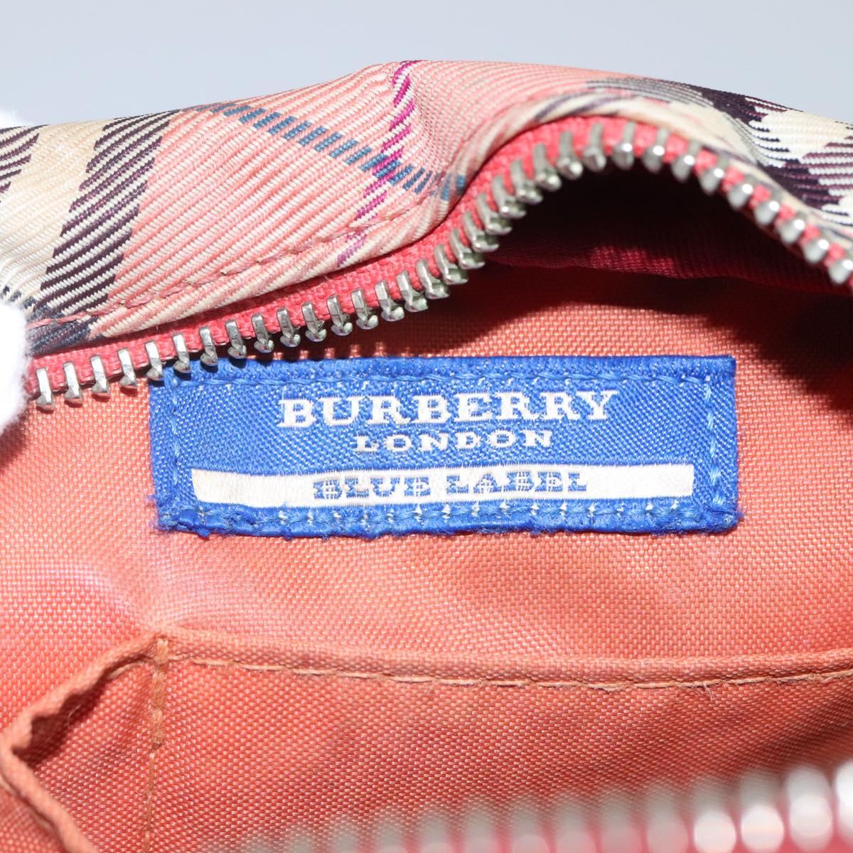 BURBERRY Nova Check Blue Label Shoulder Bag Canvas Red Auth ti2797