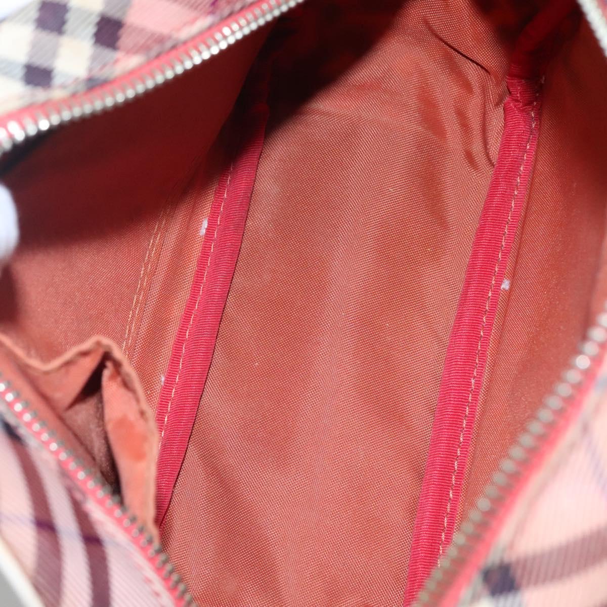 BURBERRY Nova Check Blue Label Shoulder Bag Canvas Red Auth ti2797