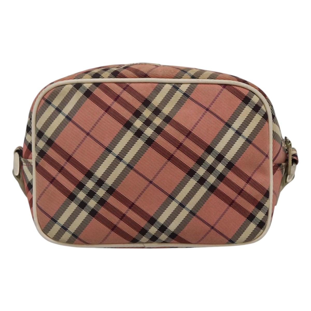 BURBERRY Nova Check Blue Label Shoulder Bag Canvas Red Auth ti2797